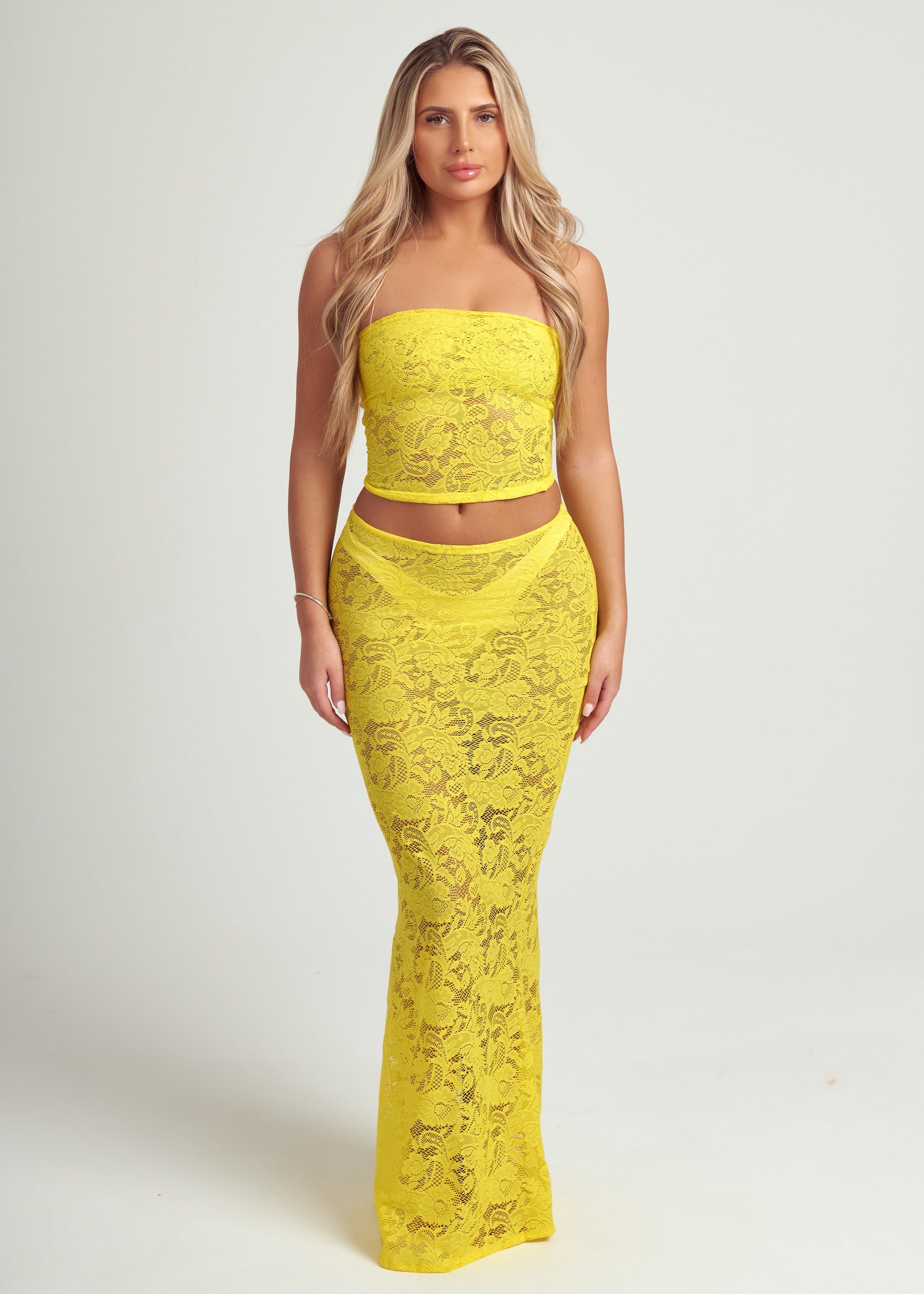 Yellow Tiered Maxi Skirt