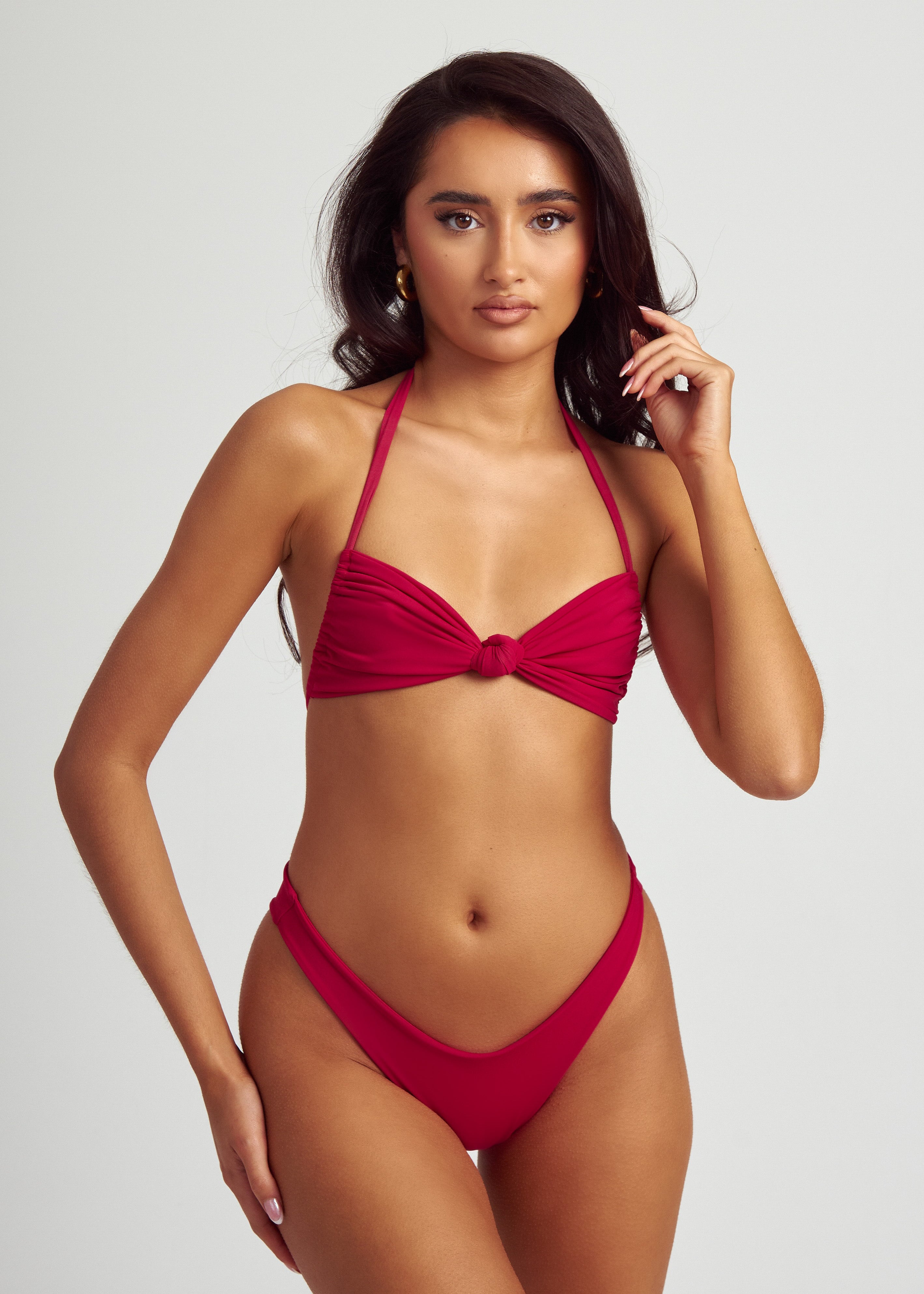 Knot Bikini Top in Deep Red
