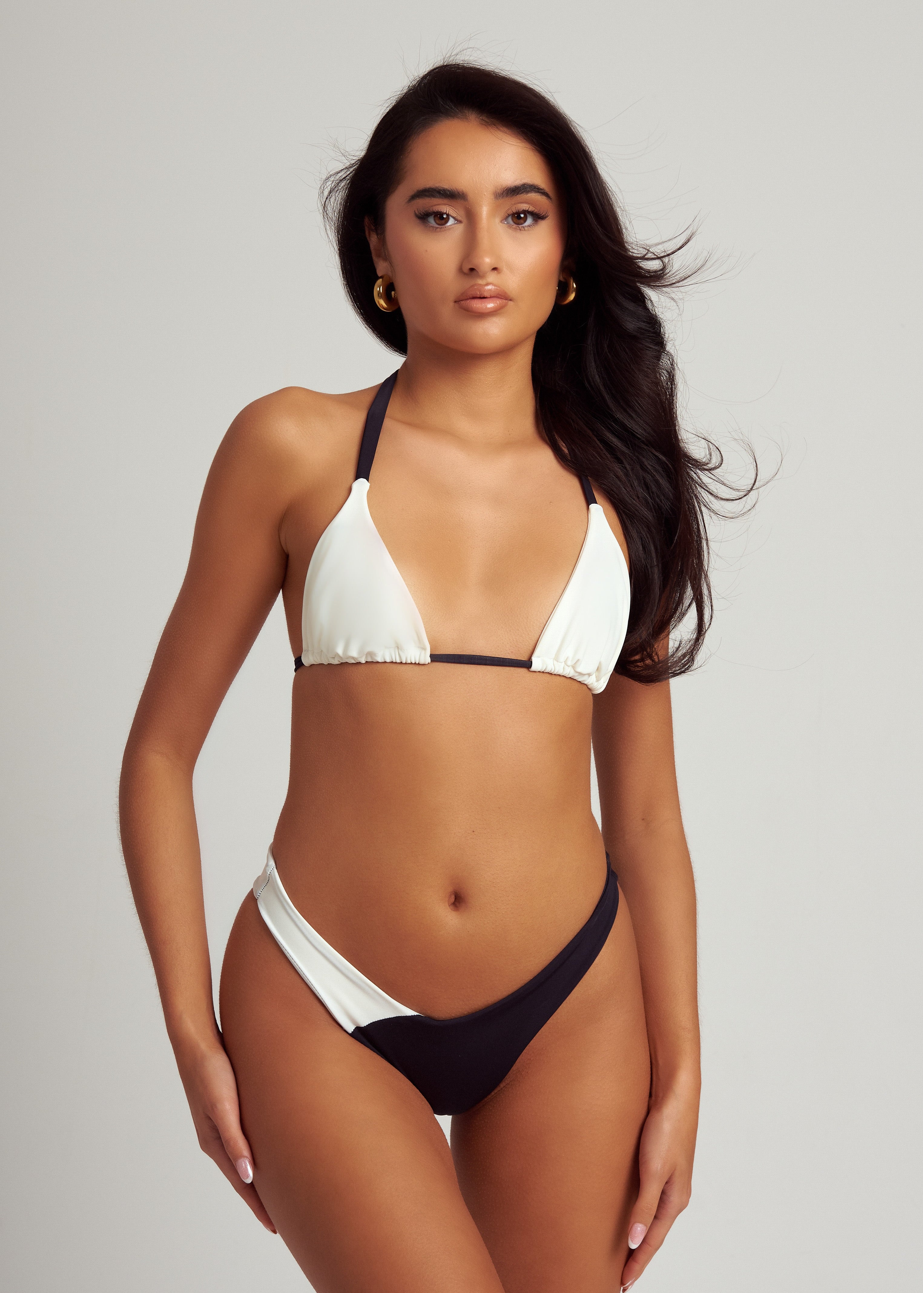 Triangle Bikini Top in Cream & Black