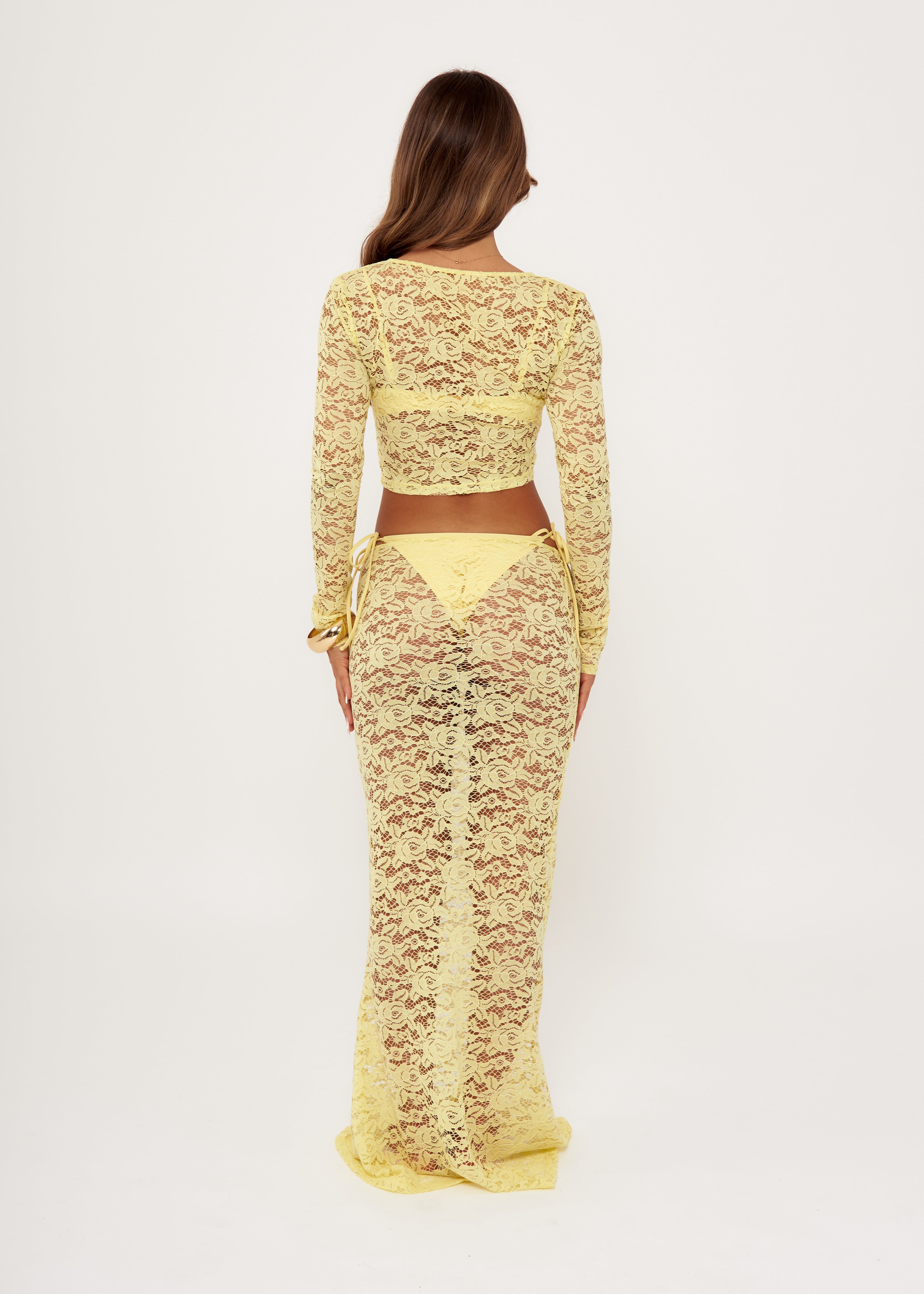Lace Maxi Skirt in Lemon