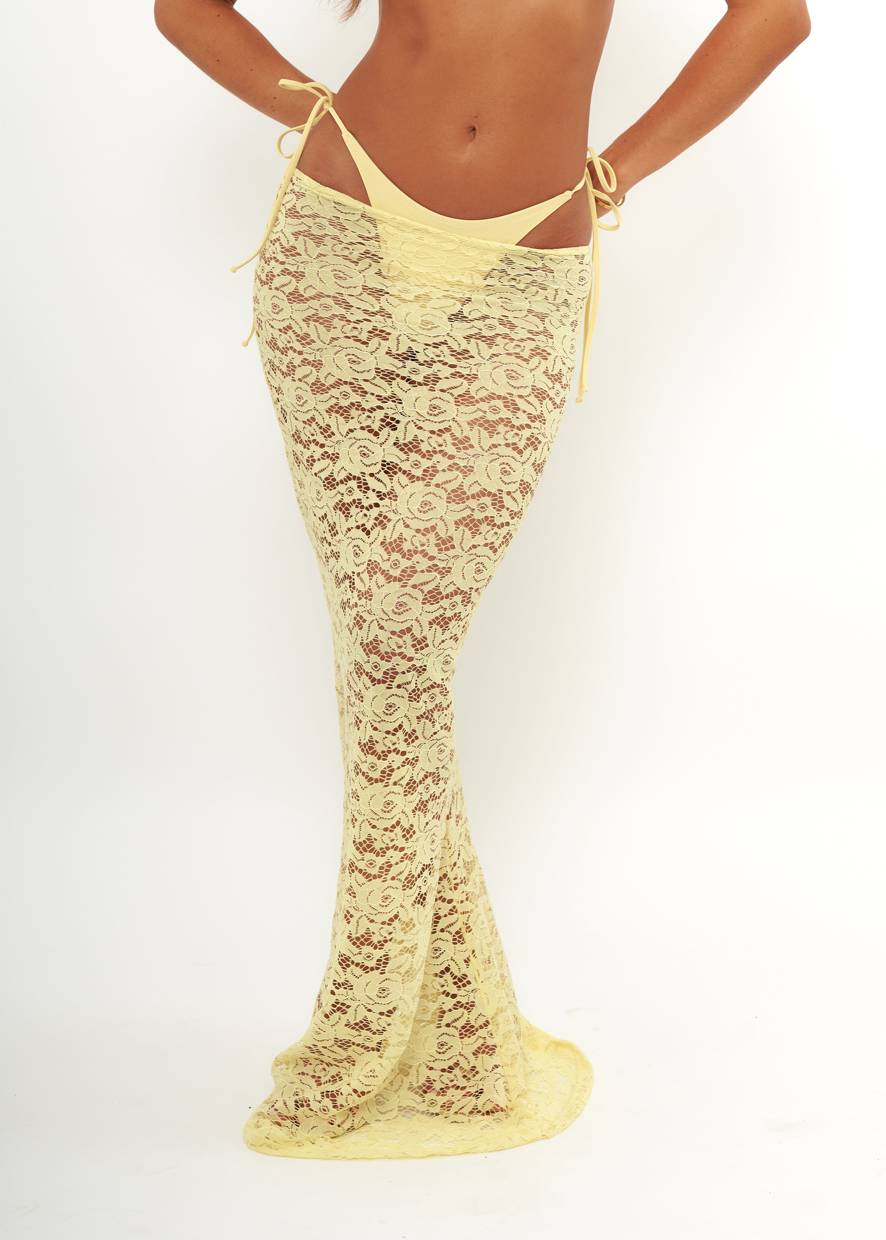 Lace Maxi Skirt in Lemon