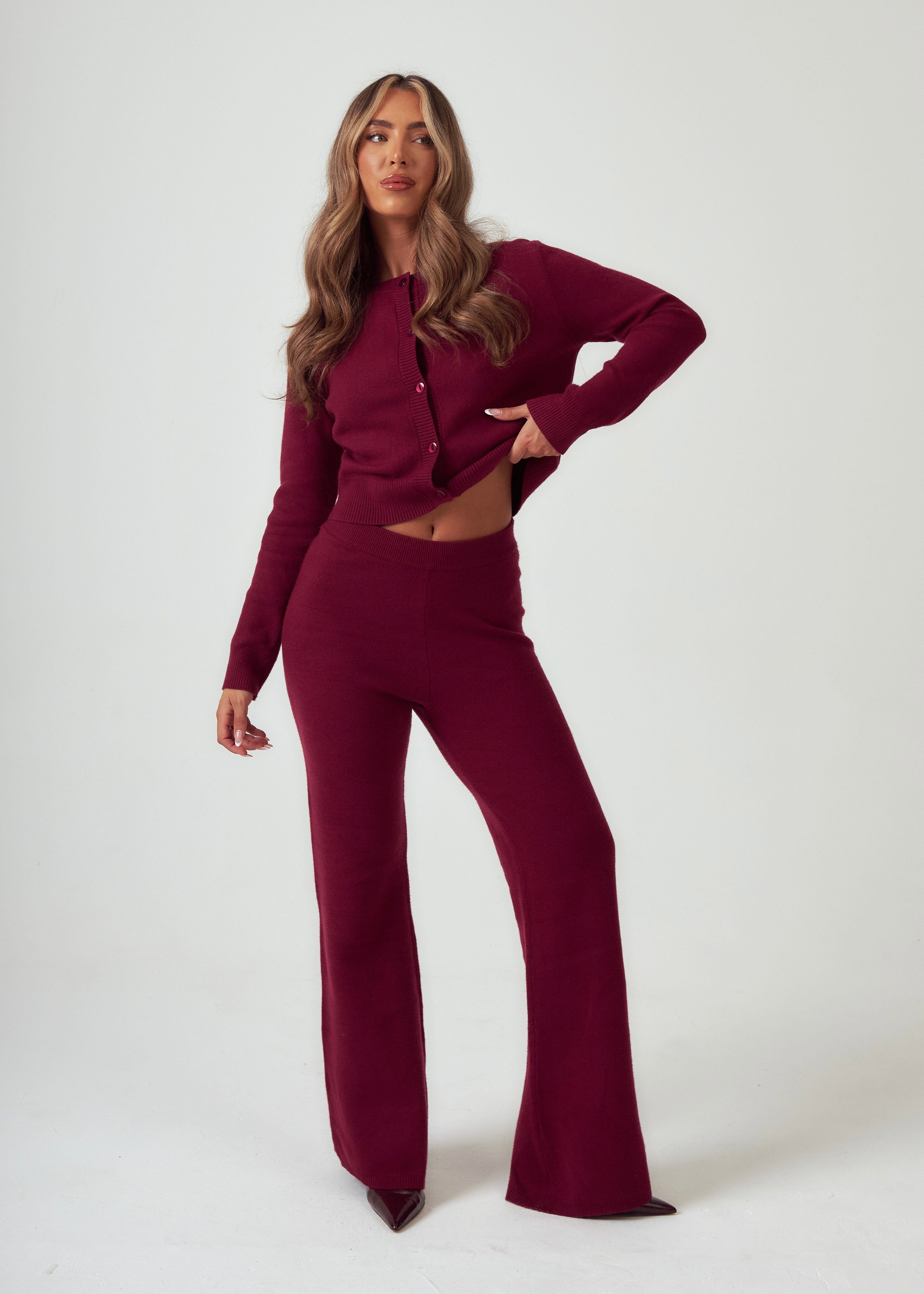Knit Cardigan in Burgundy