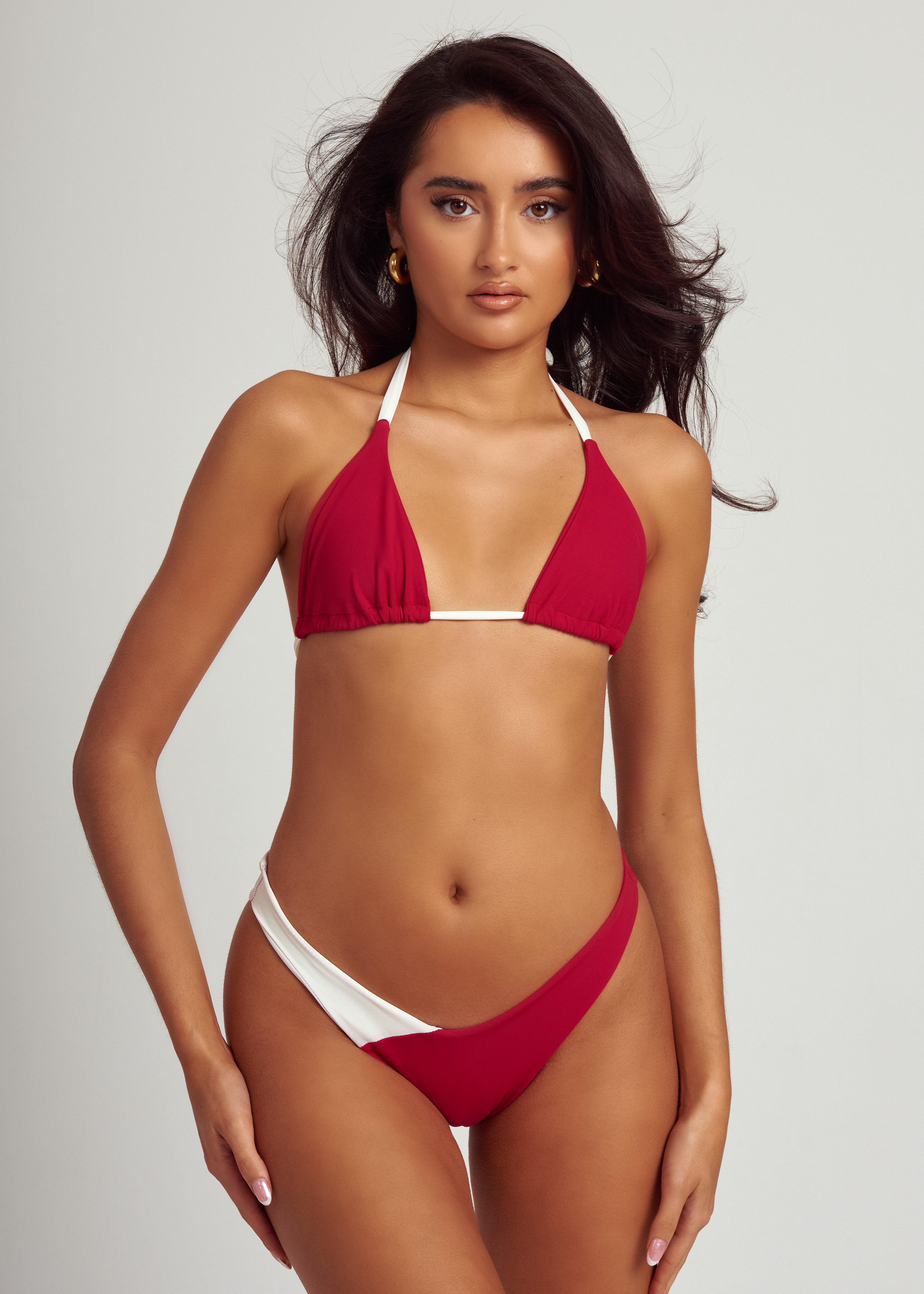 Cheeky Bikini Bottoms in Red & Cream