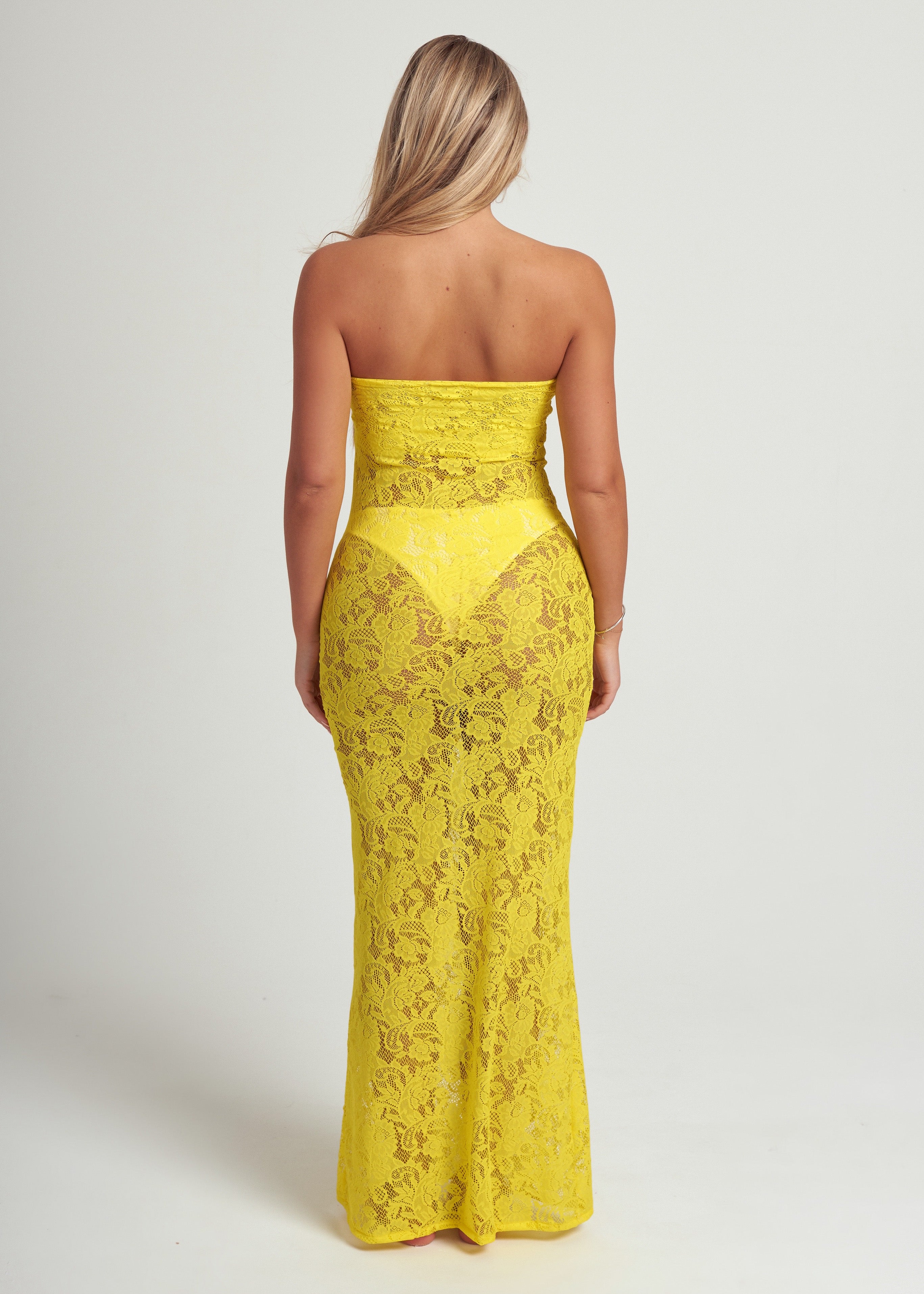 Lace Maxi Dress in Yellow