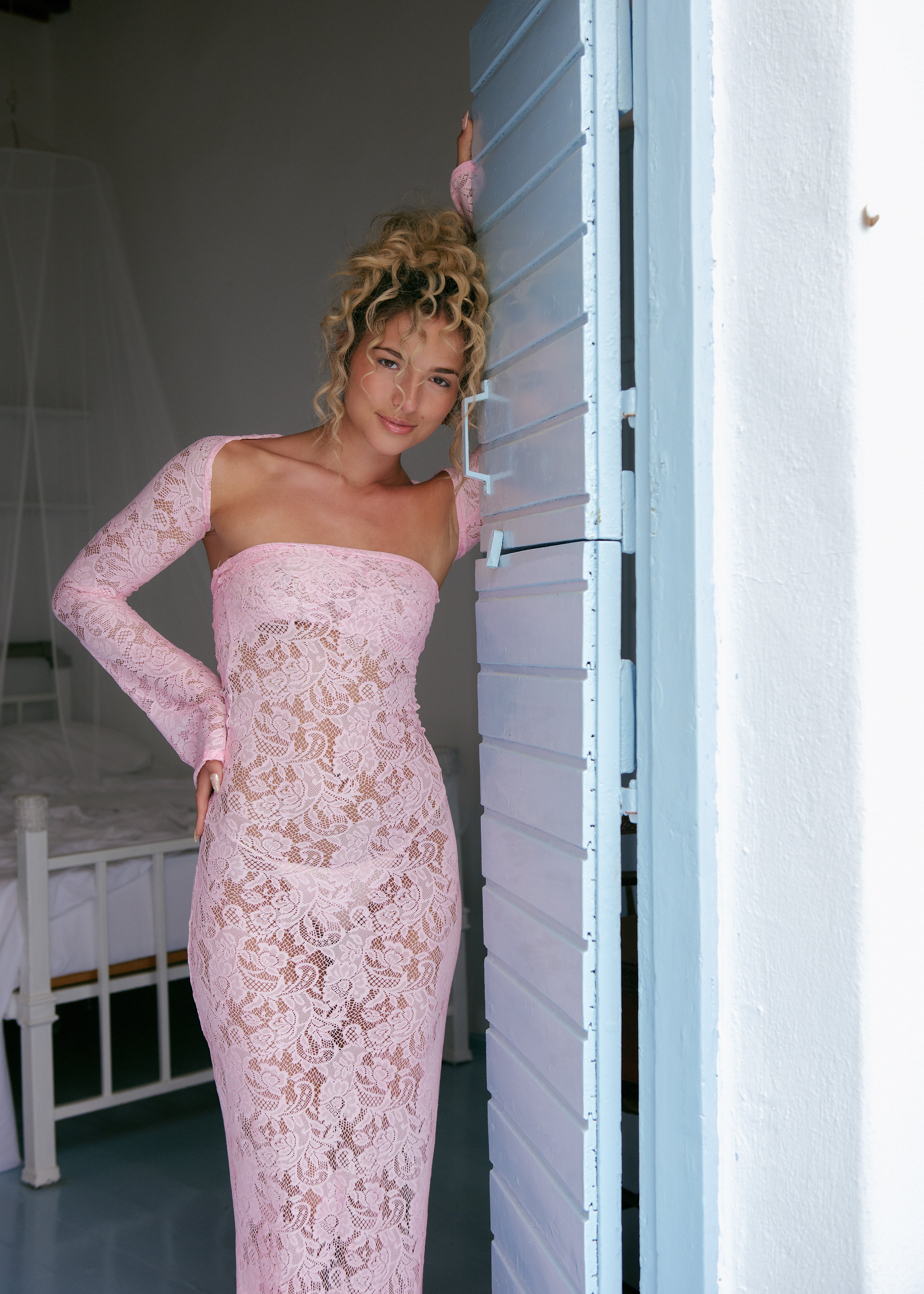 Lace Shrug in Baby Pink
