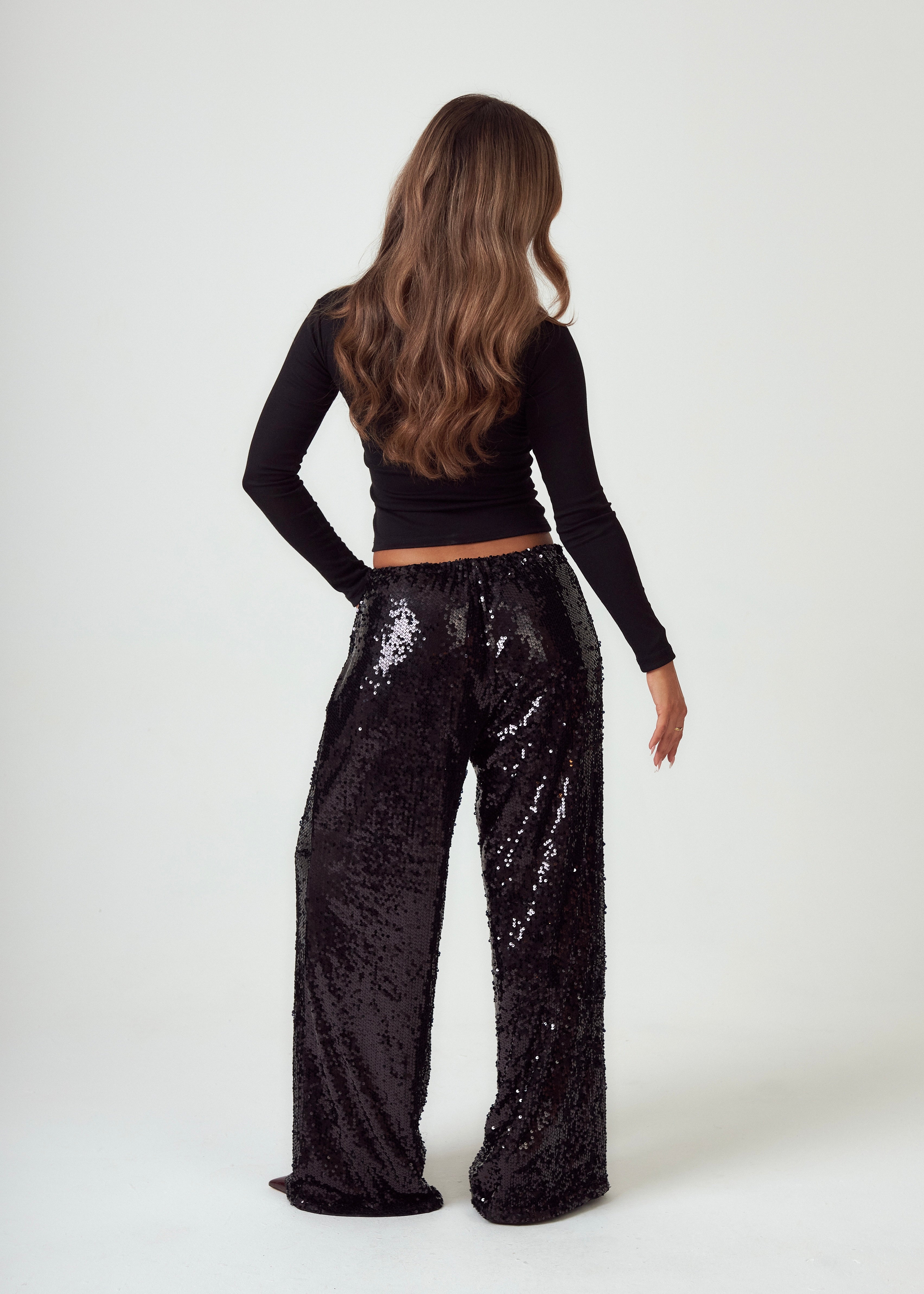 Sequin Trousers in Black