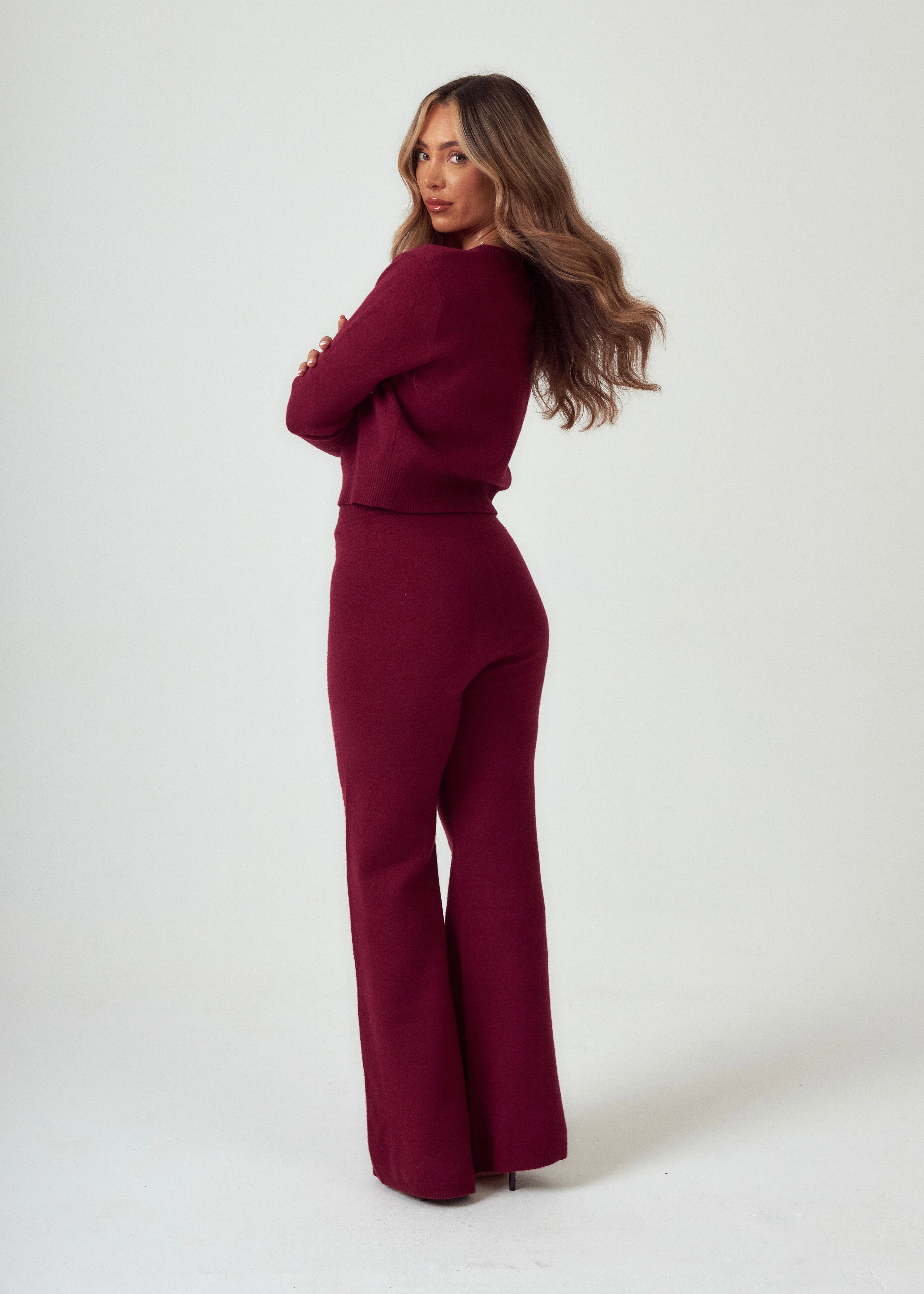 Knit Trousers in Burgundy