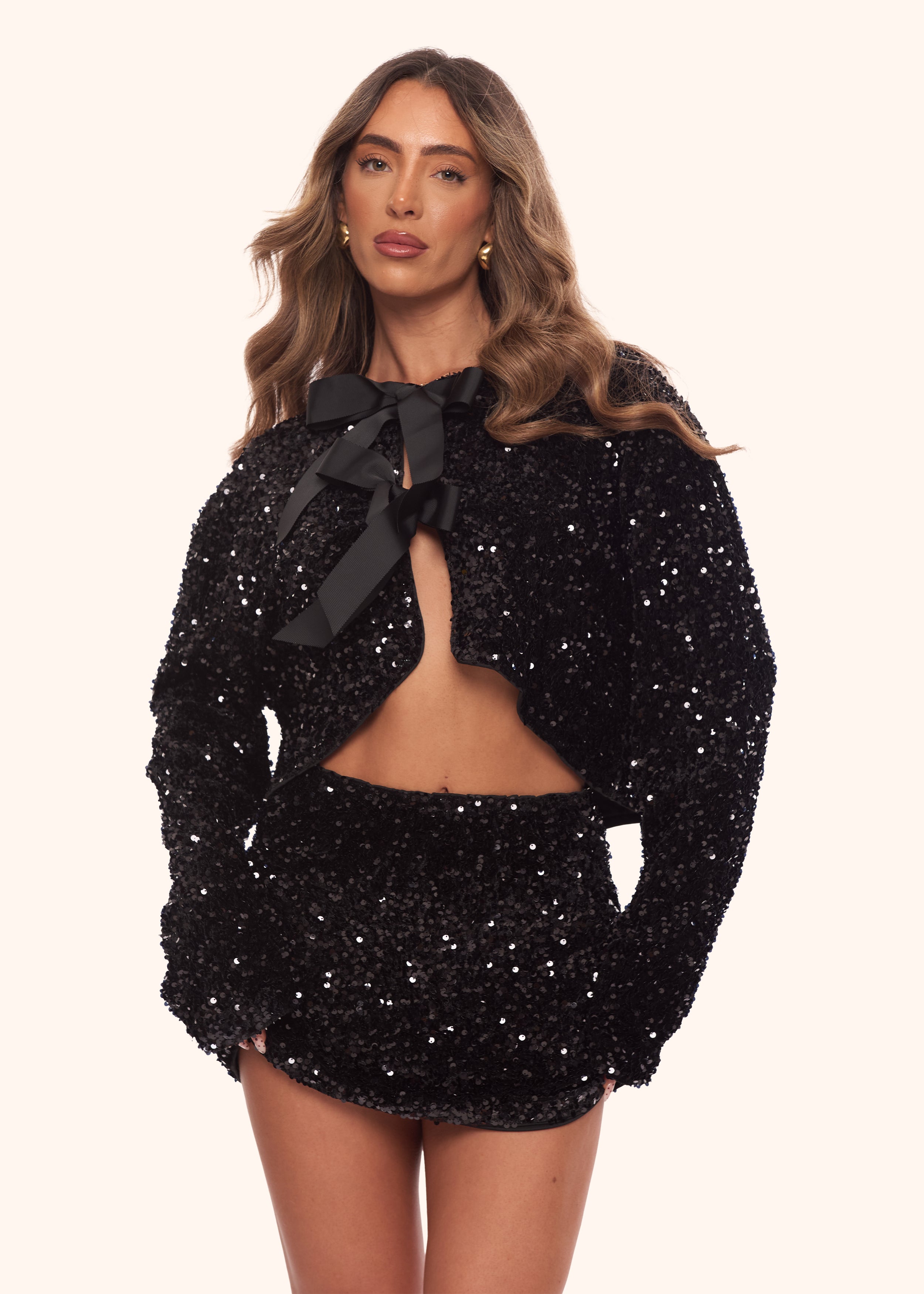 Sequin Mini Skirt in Black
