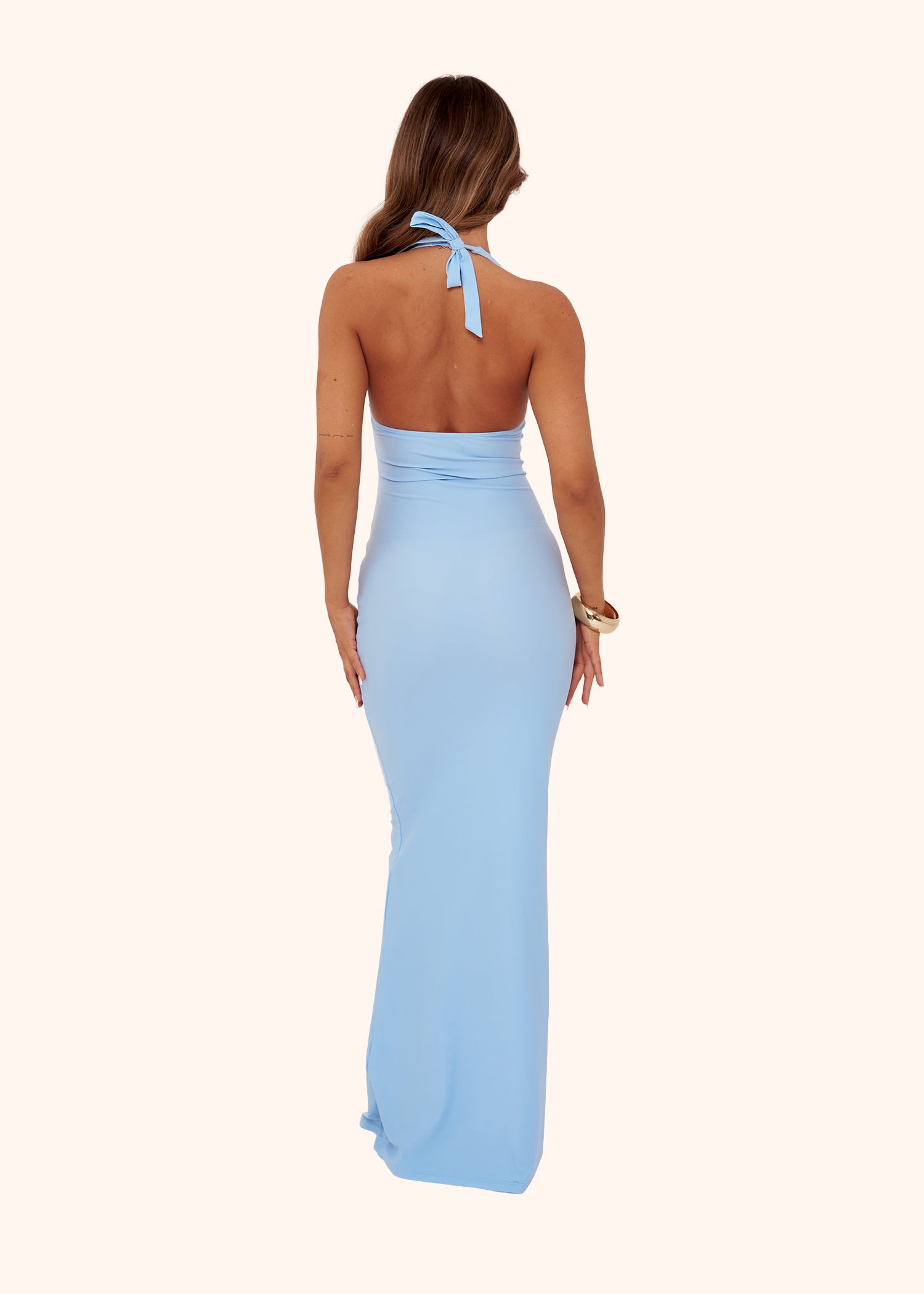 Shell Halter Maxi Dress in Blue