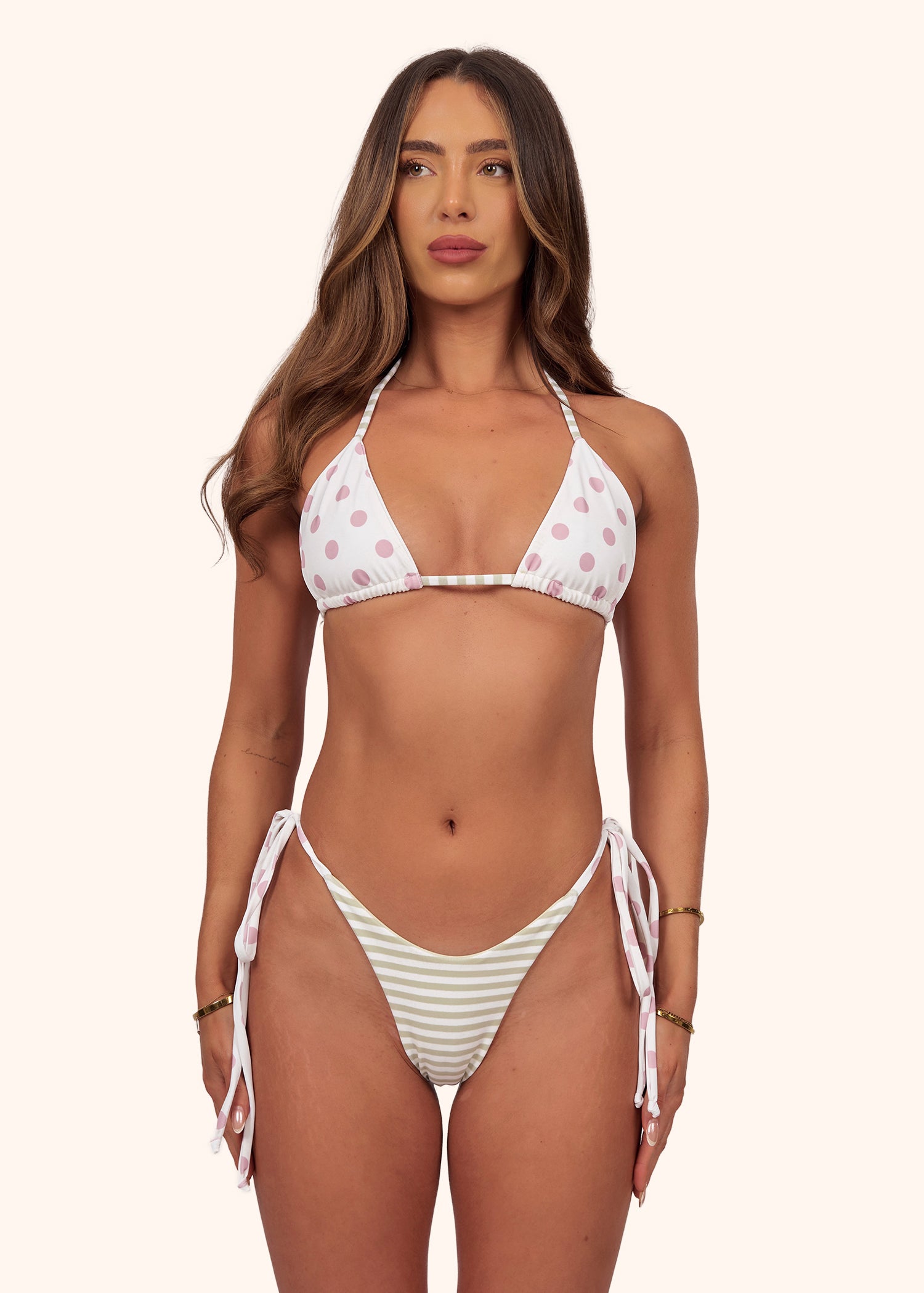 Tie Bikini Bottoms in Blush Sage