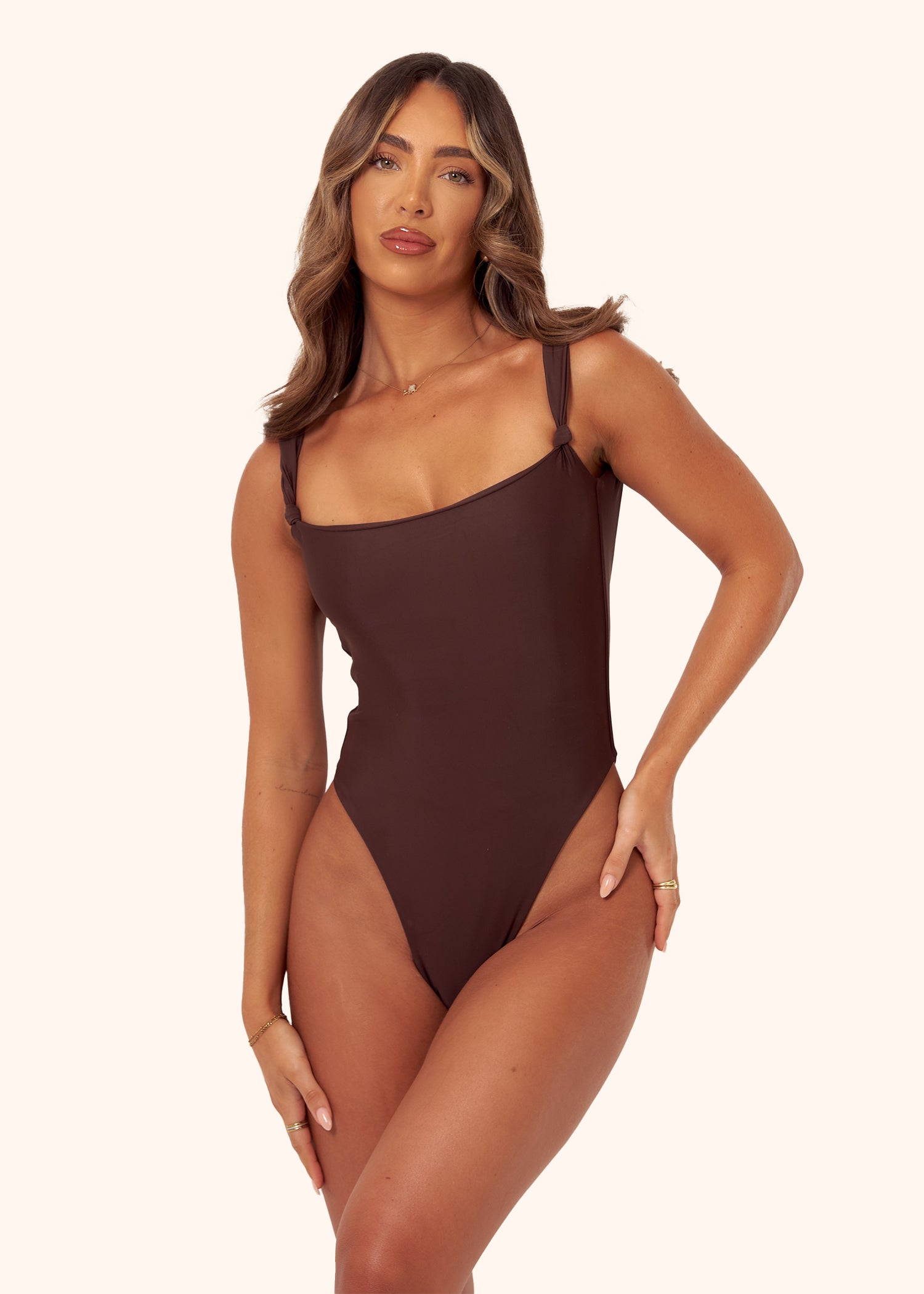 Knot Swimsuit in Brown