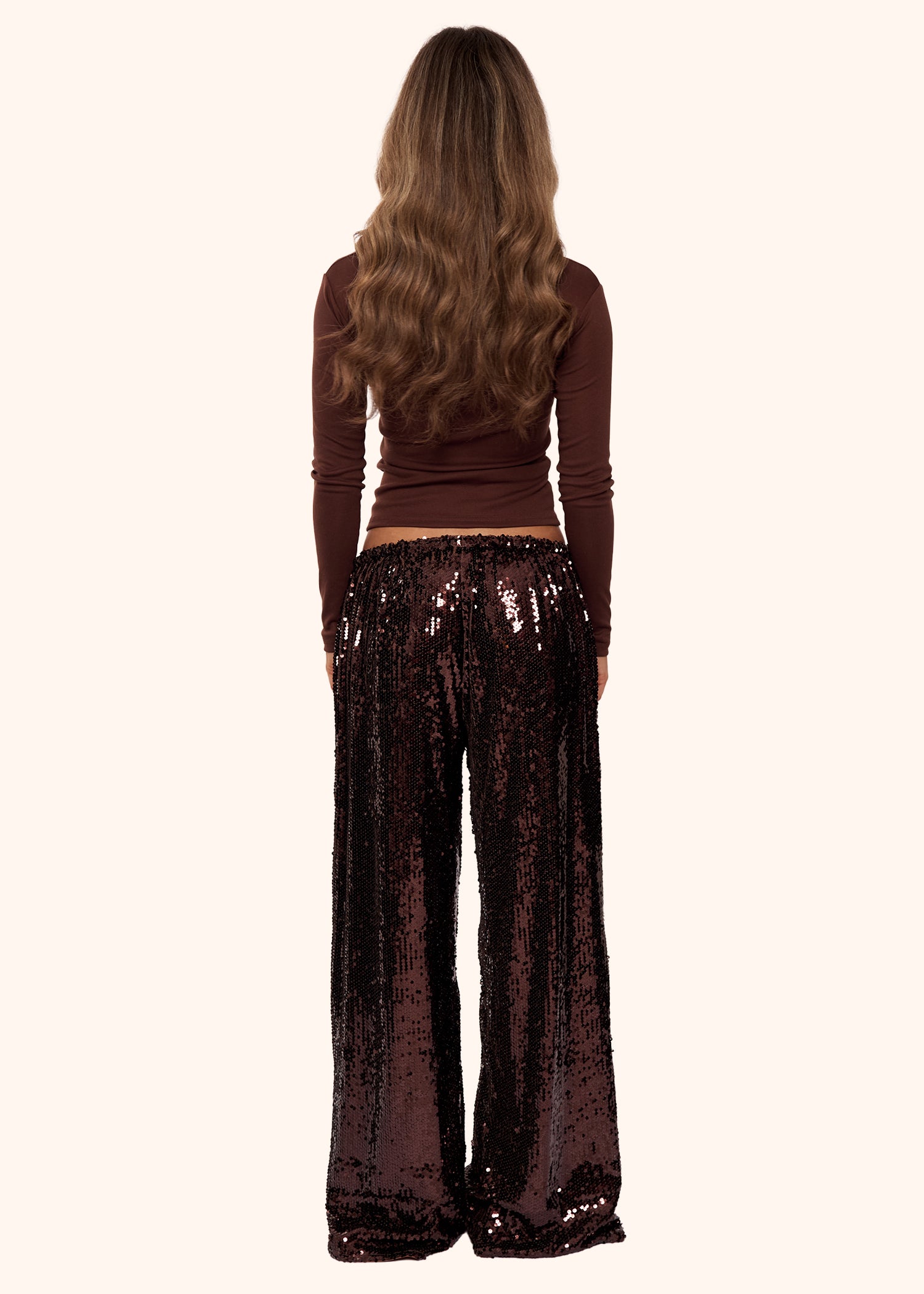 Sequin Trousers in Chocolate Brown