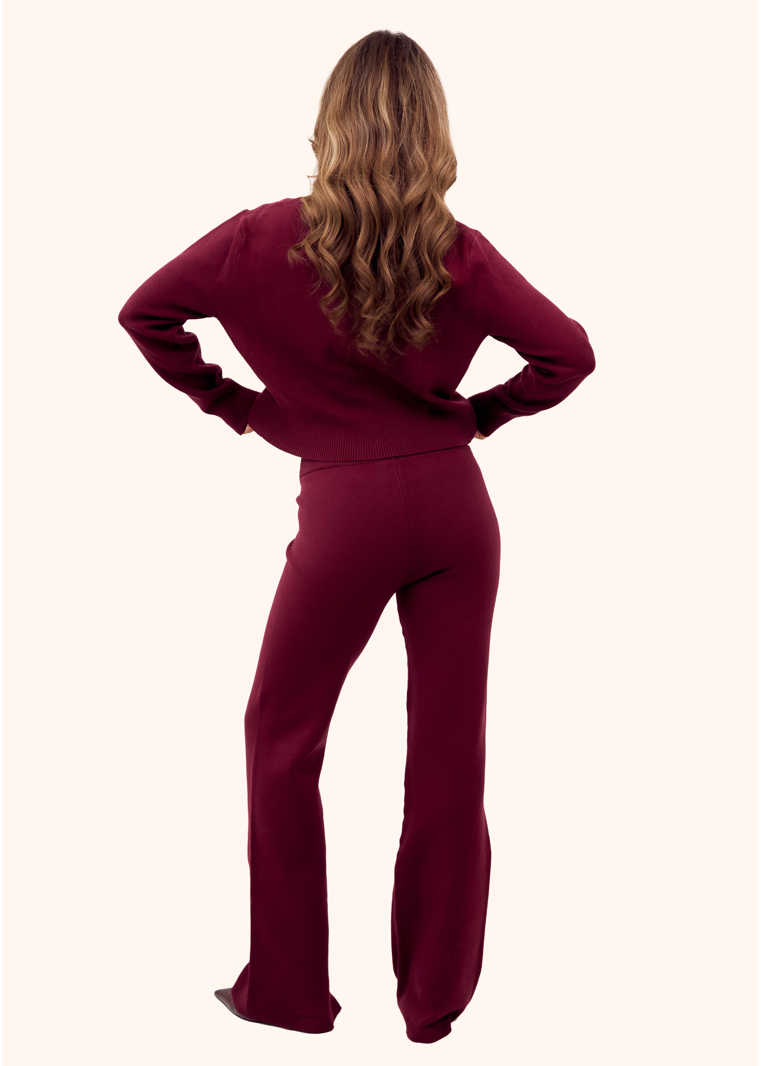 Knit Trousers in Burgundy