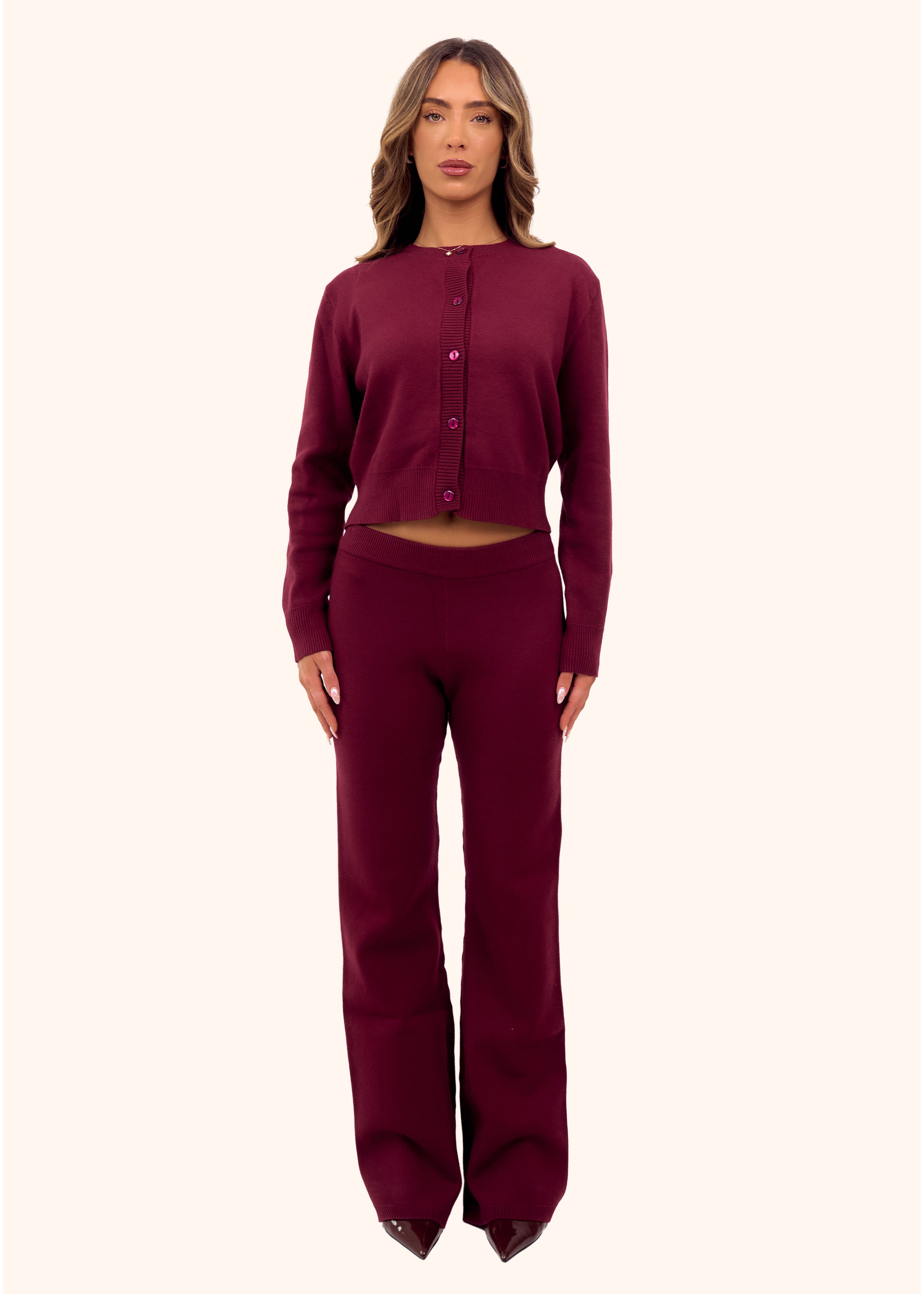 Knit Trousers in Burgundy