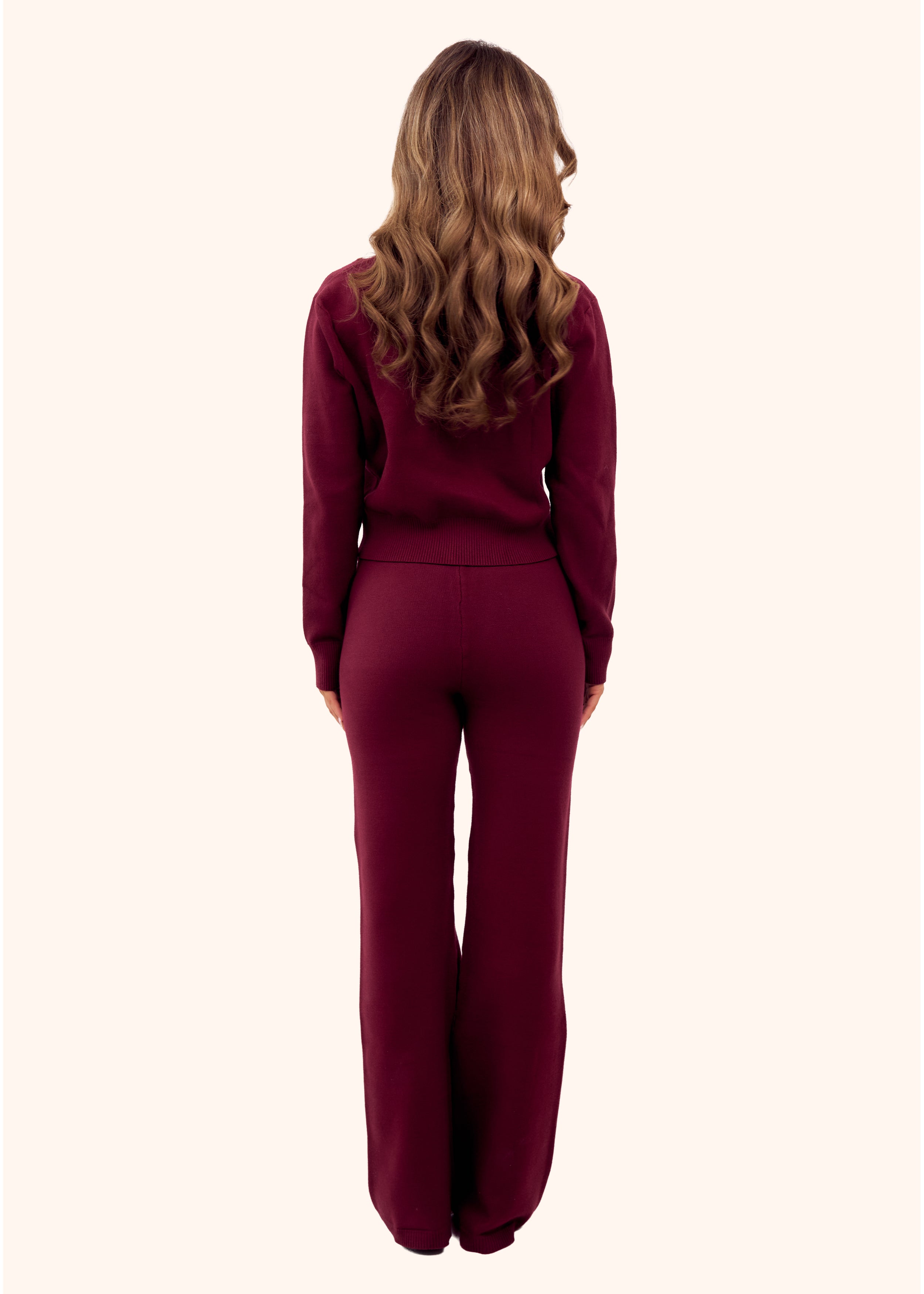 Knit Trousers in Burgundy
