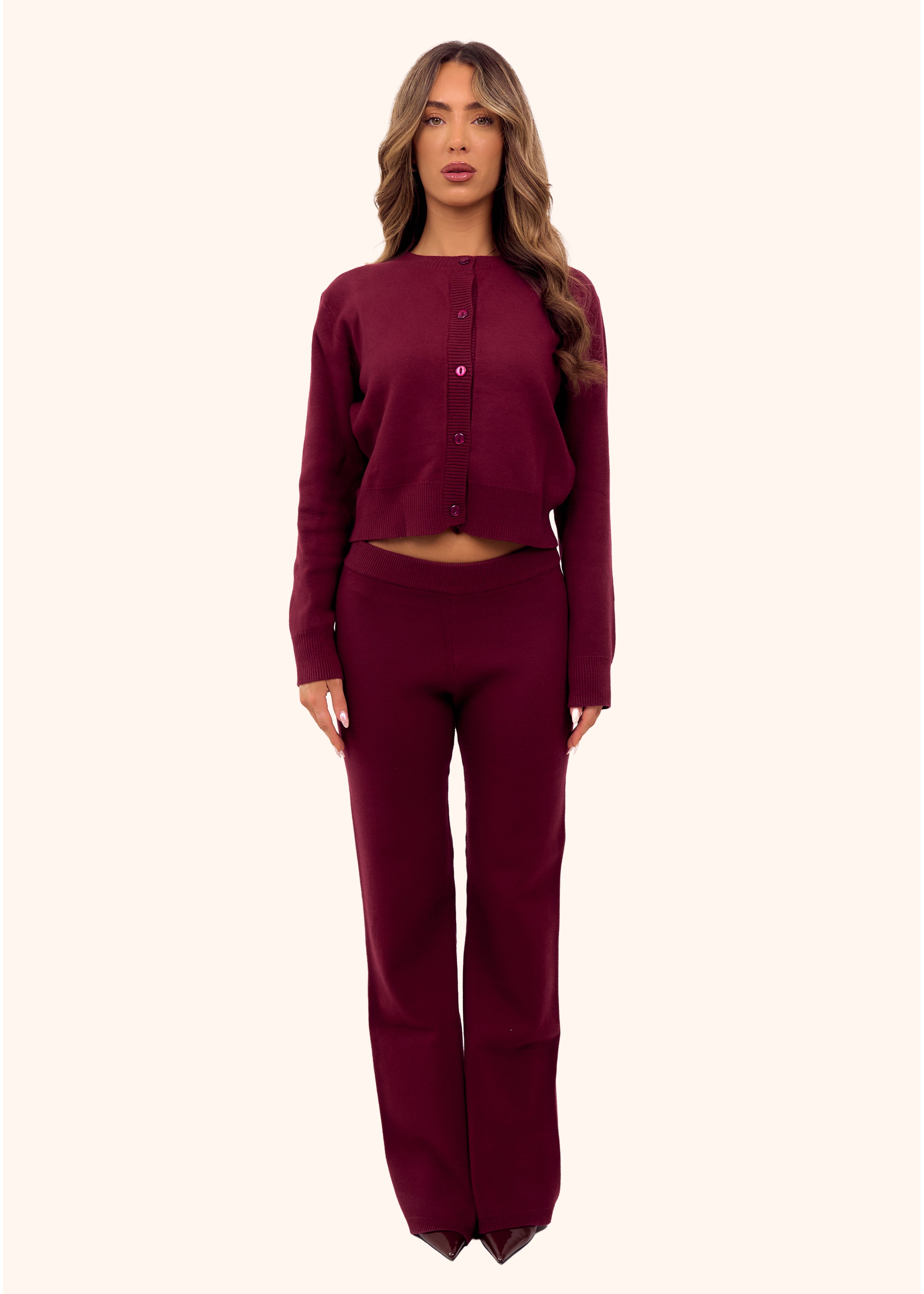 Knit Trousers in Burgundy