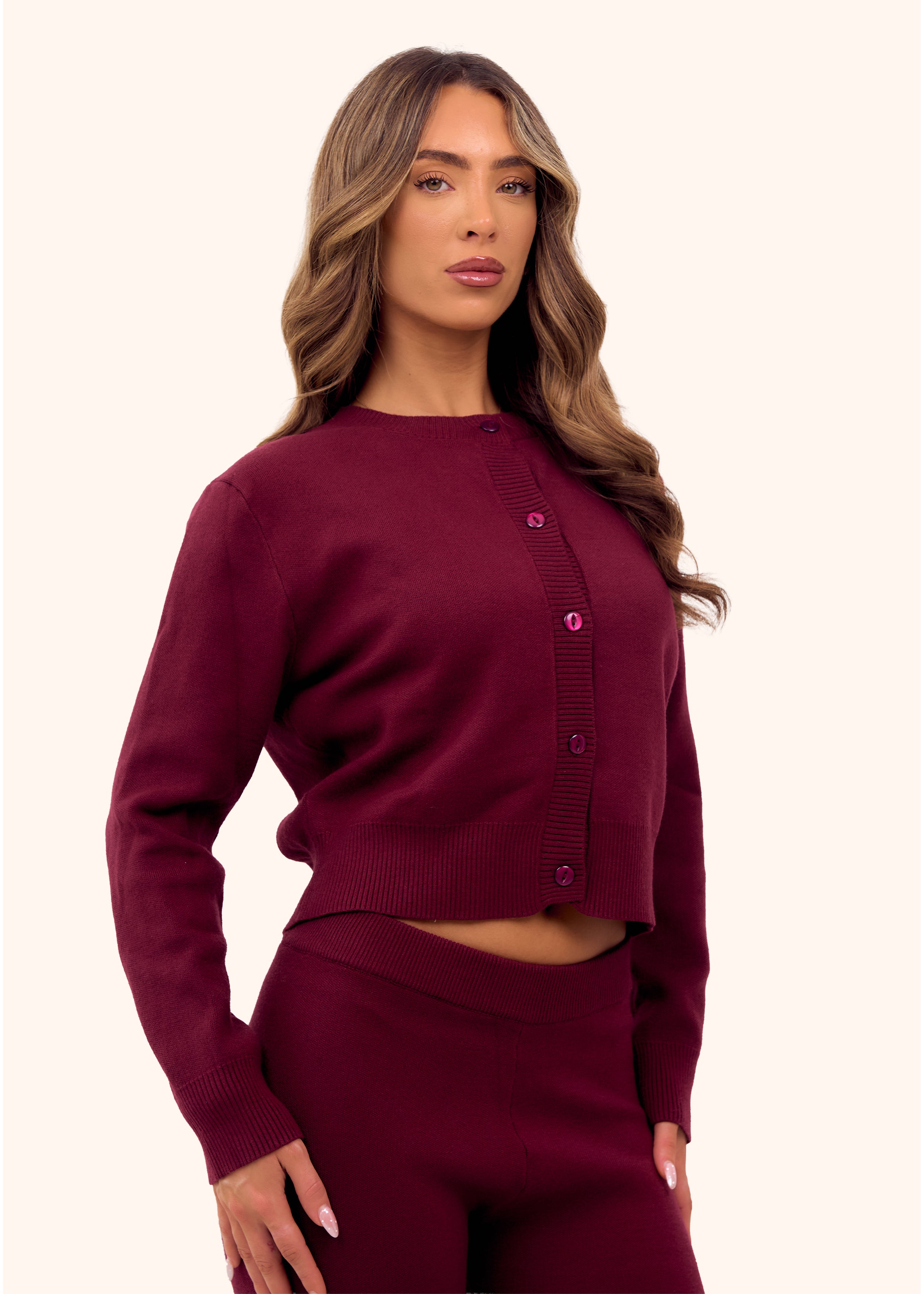 Knit Cardigan in Burgundy