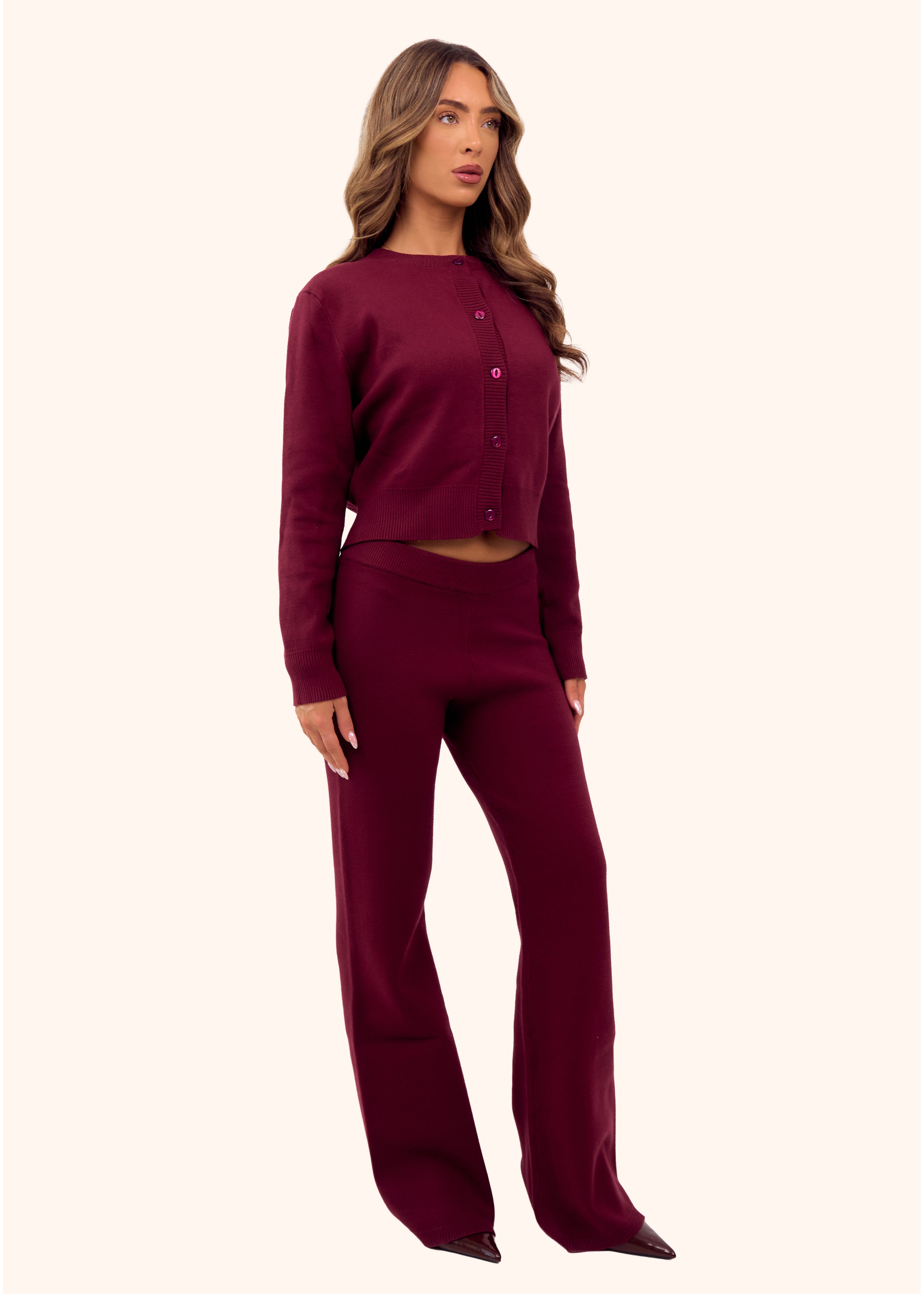 Knit Trousers in Burgundy