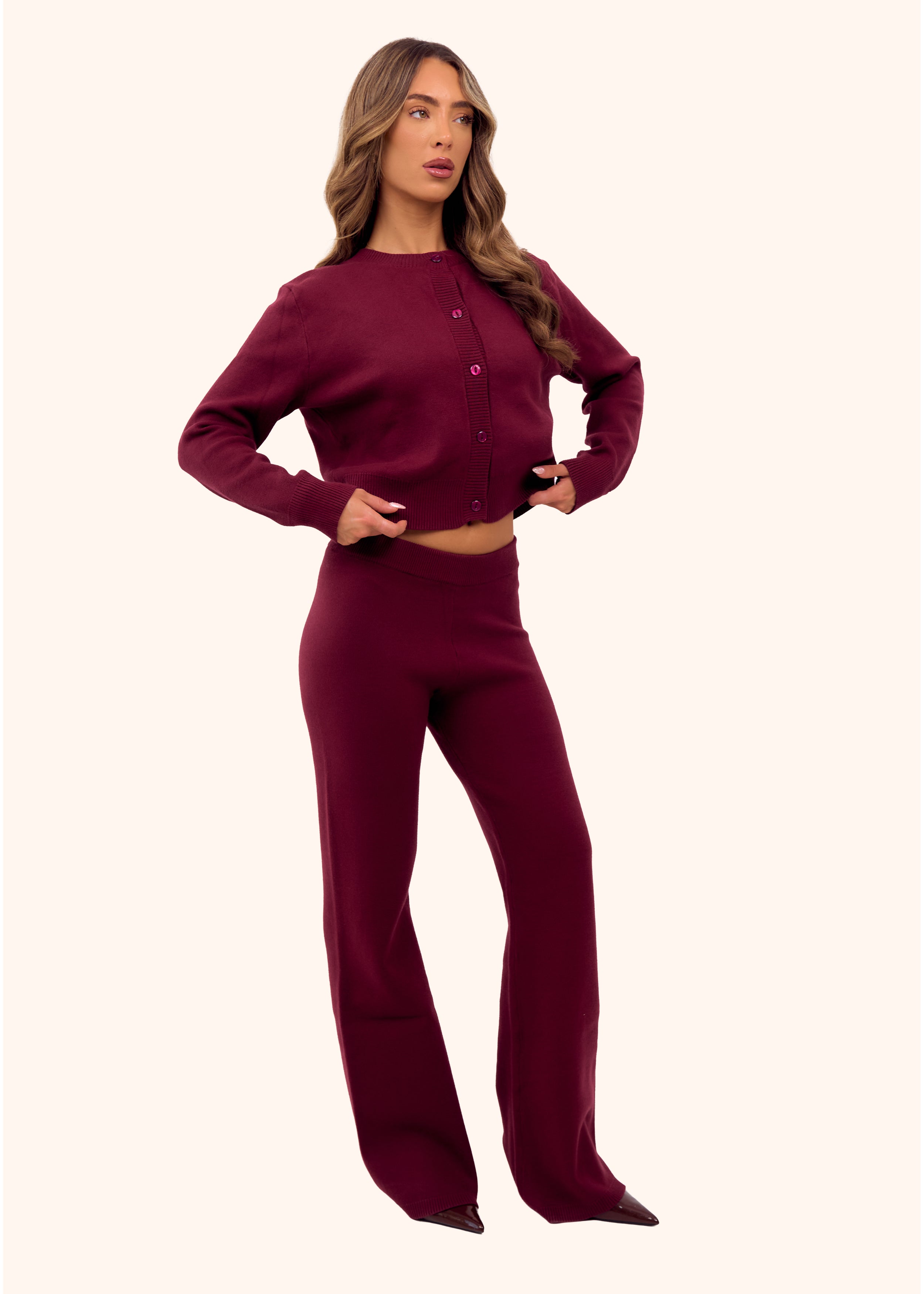 Knit Trousers in Burgundy