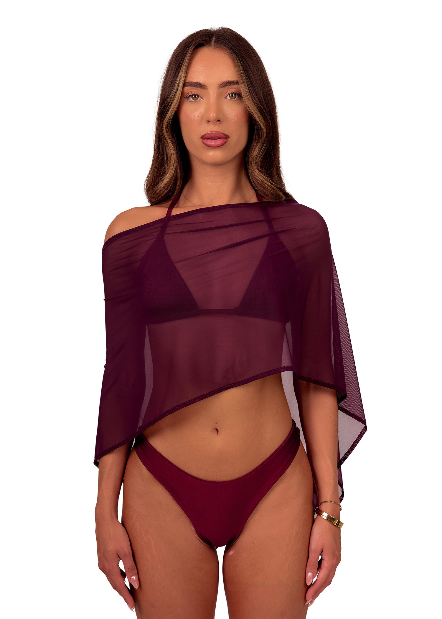 Mesh Cape in Burgundy