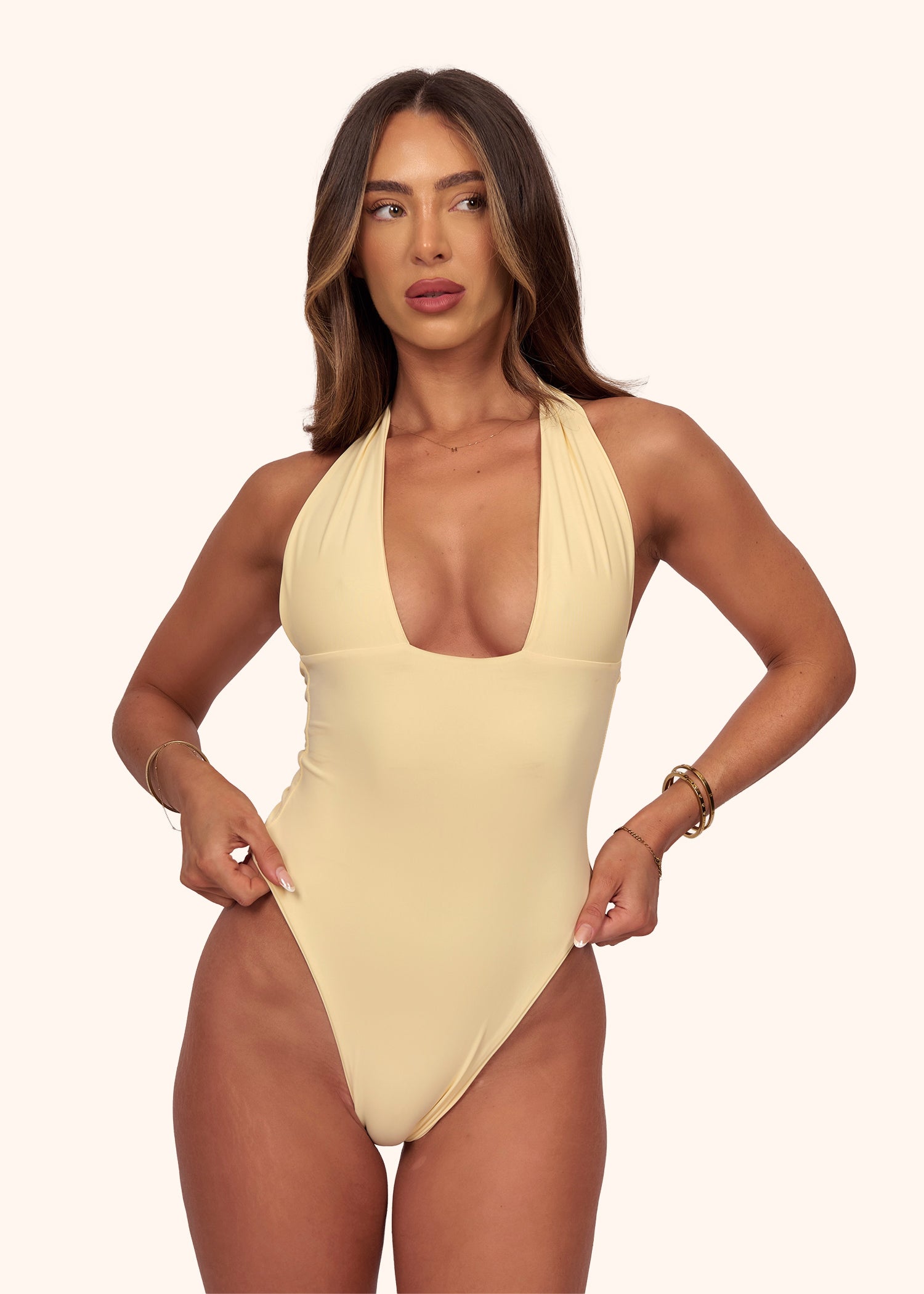 Halter Swimsuit in Butter