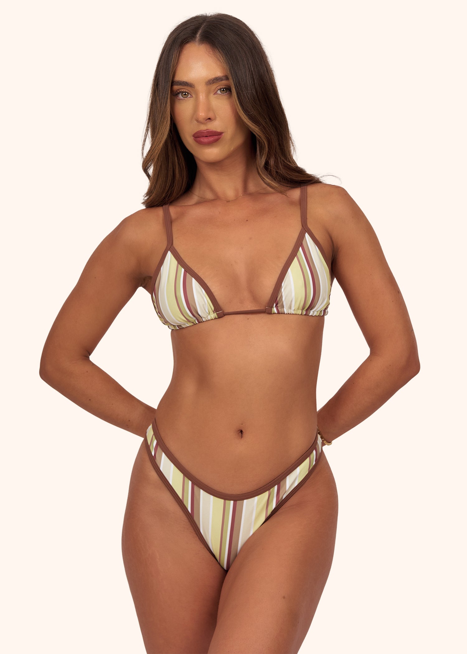 Cheeky Bikini Bottoms in Green Stripe