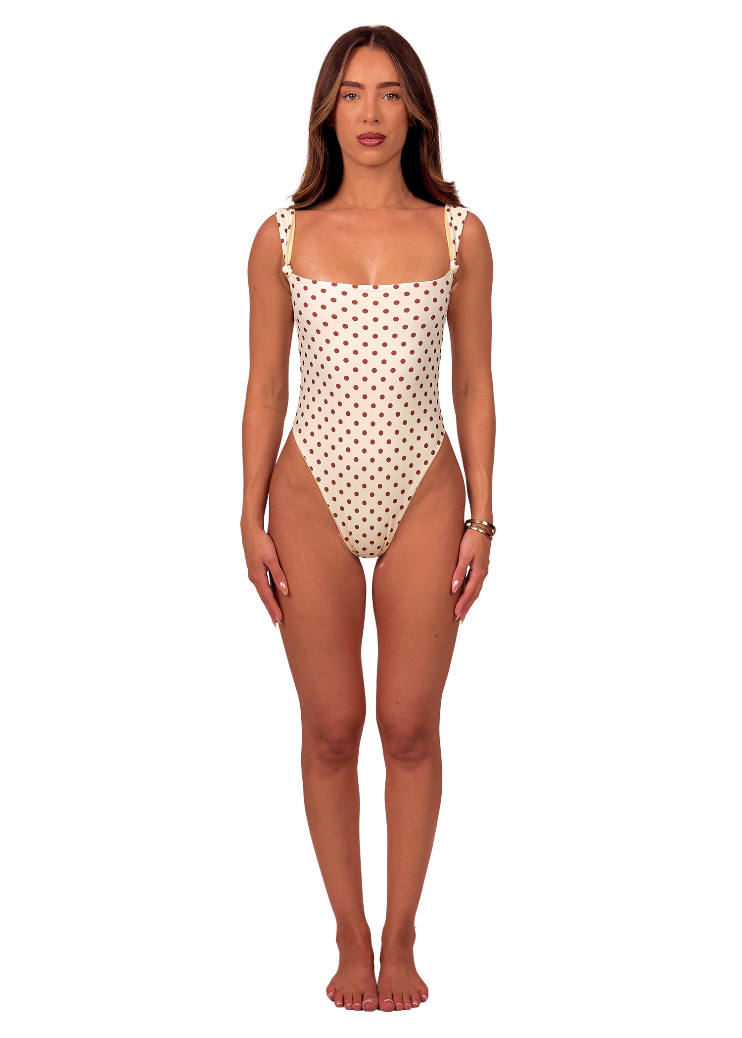 Knot Swimsuit in Lemon Polka