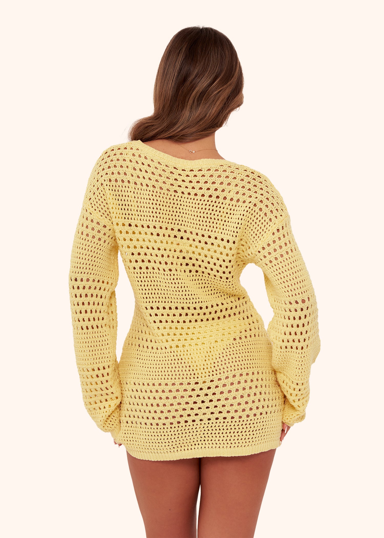 Crochet Mini Dress in Lemon