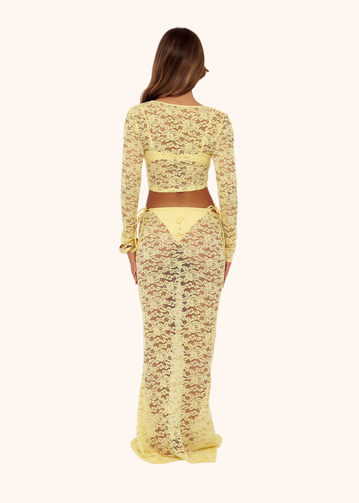 Lace Button Top in Lemon