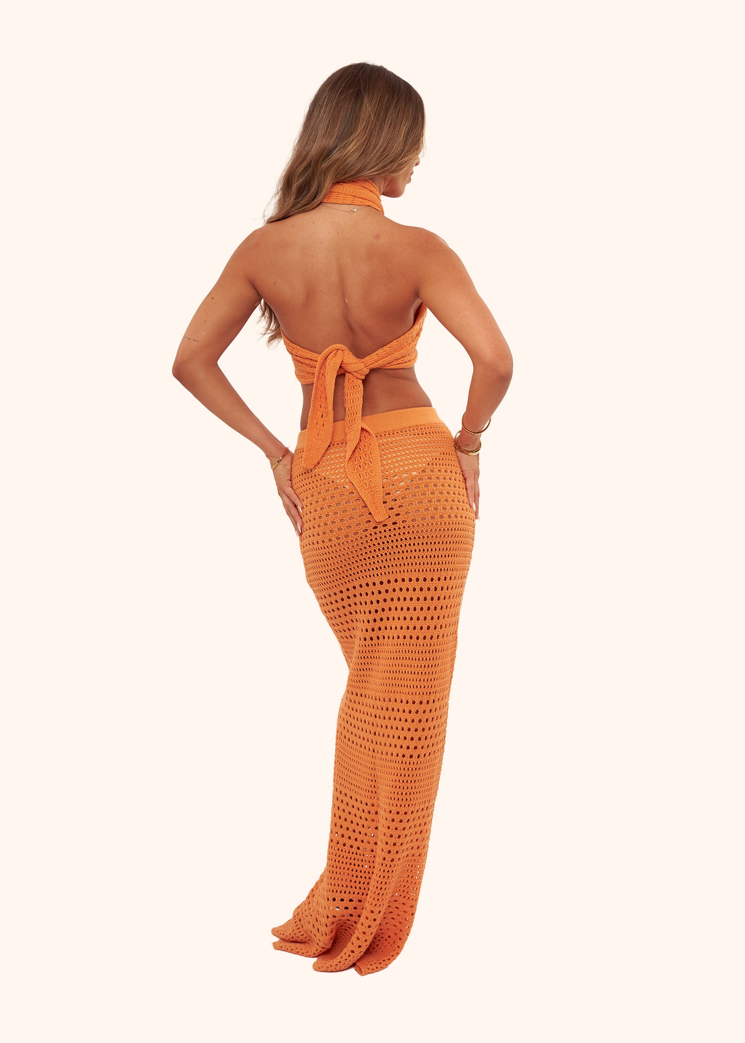Crochet Maxi Skirt in Orange