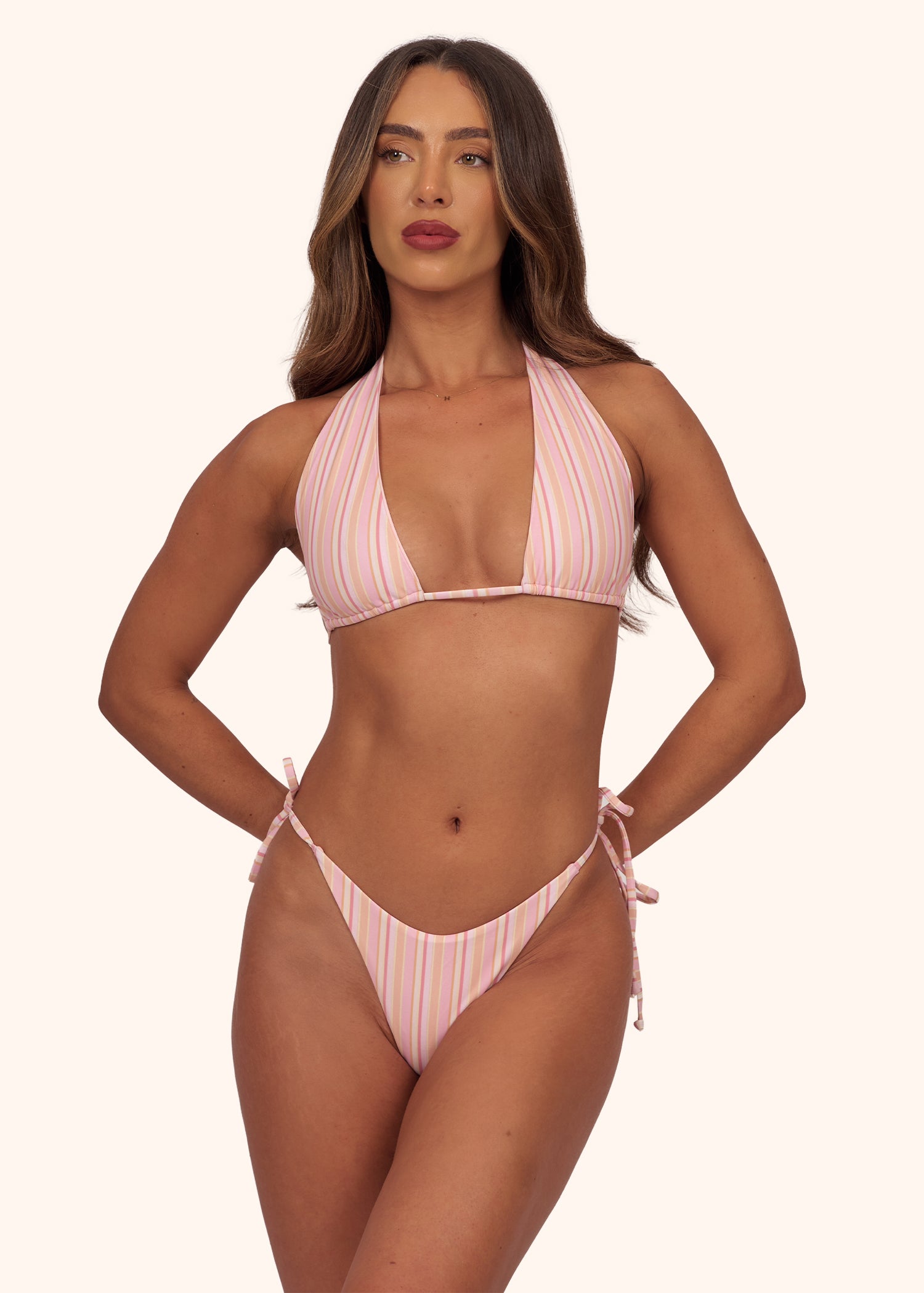 Tie Bikini Bottoms in Pink Stripe