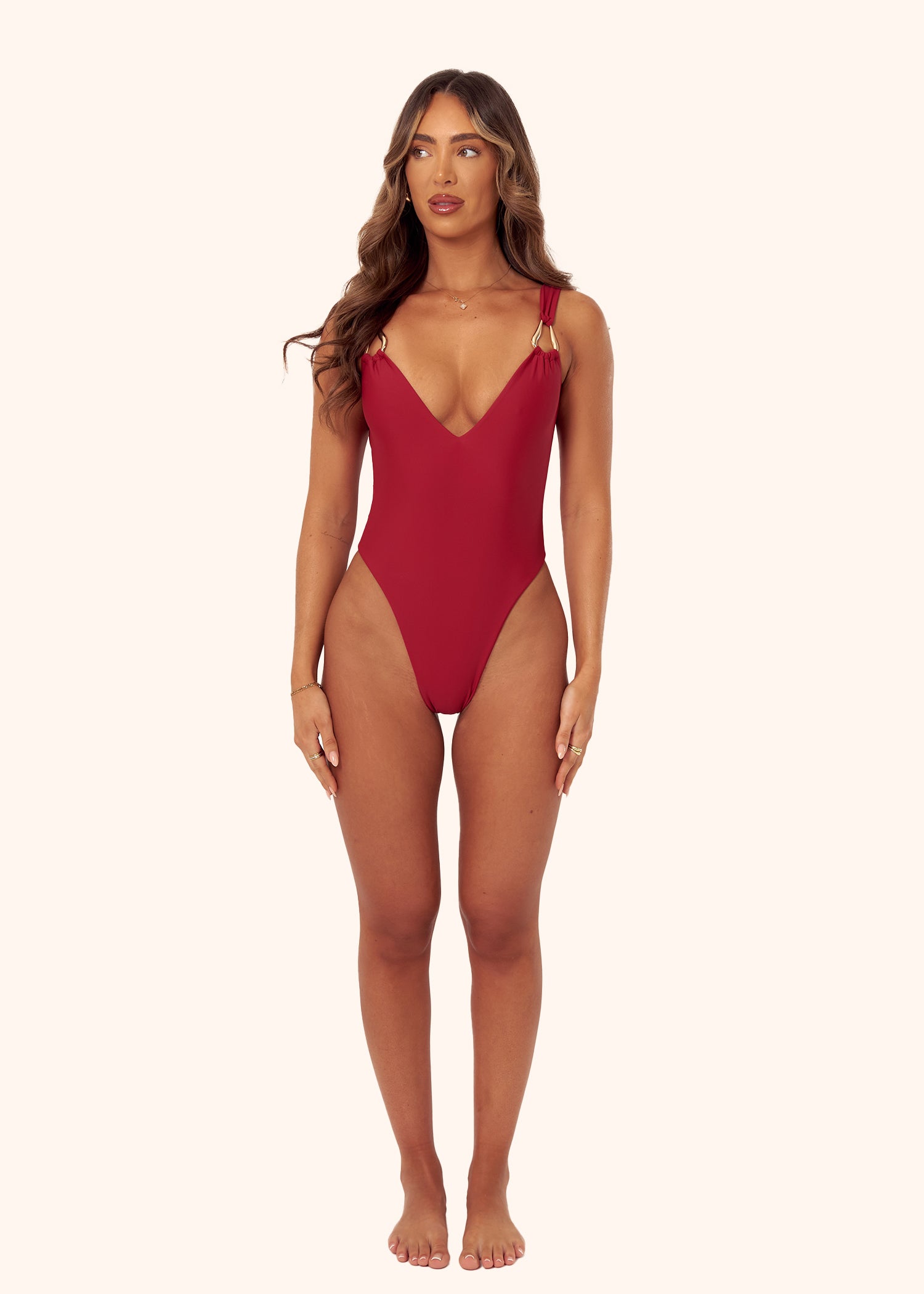 Ring Swimsuit in Wine Red