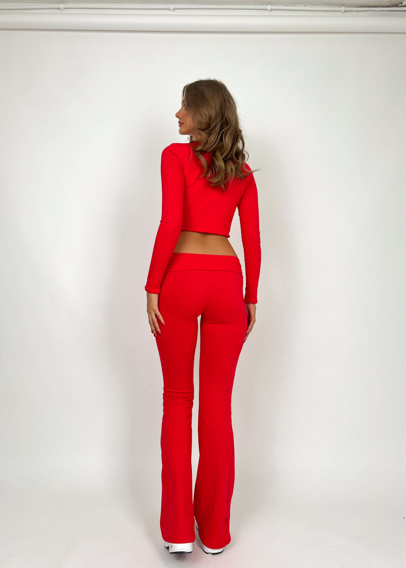 Red Cotton Yoga Trousers