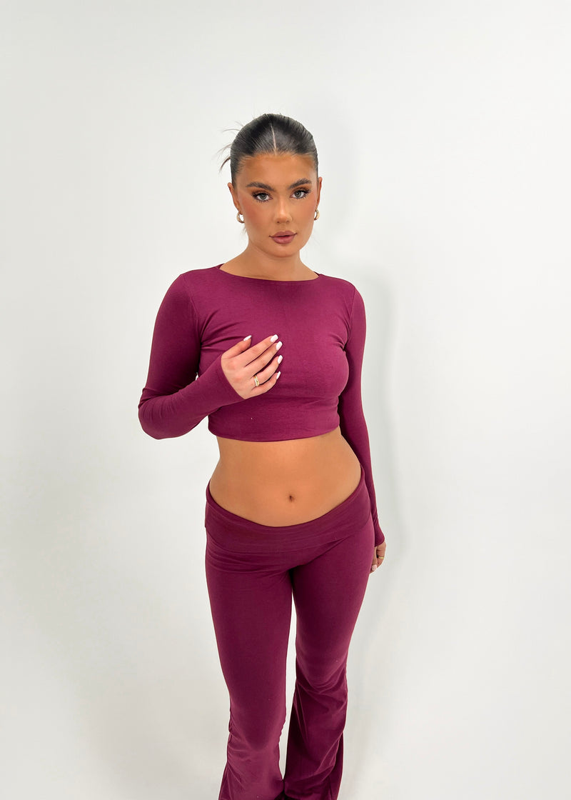 Berry Cotton Long Sleeve Top
