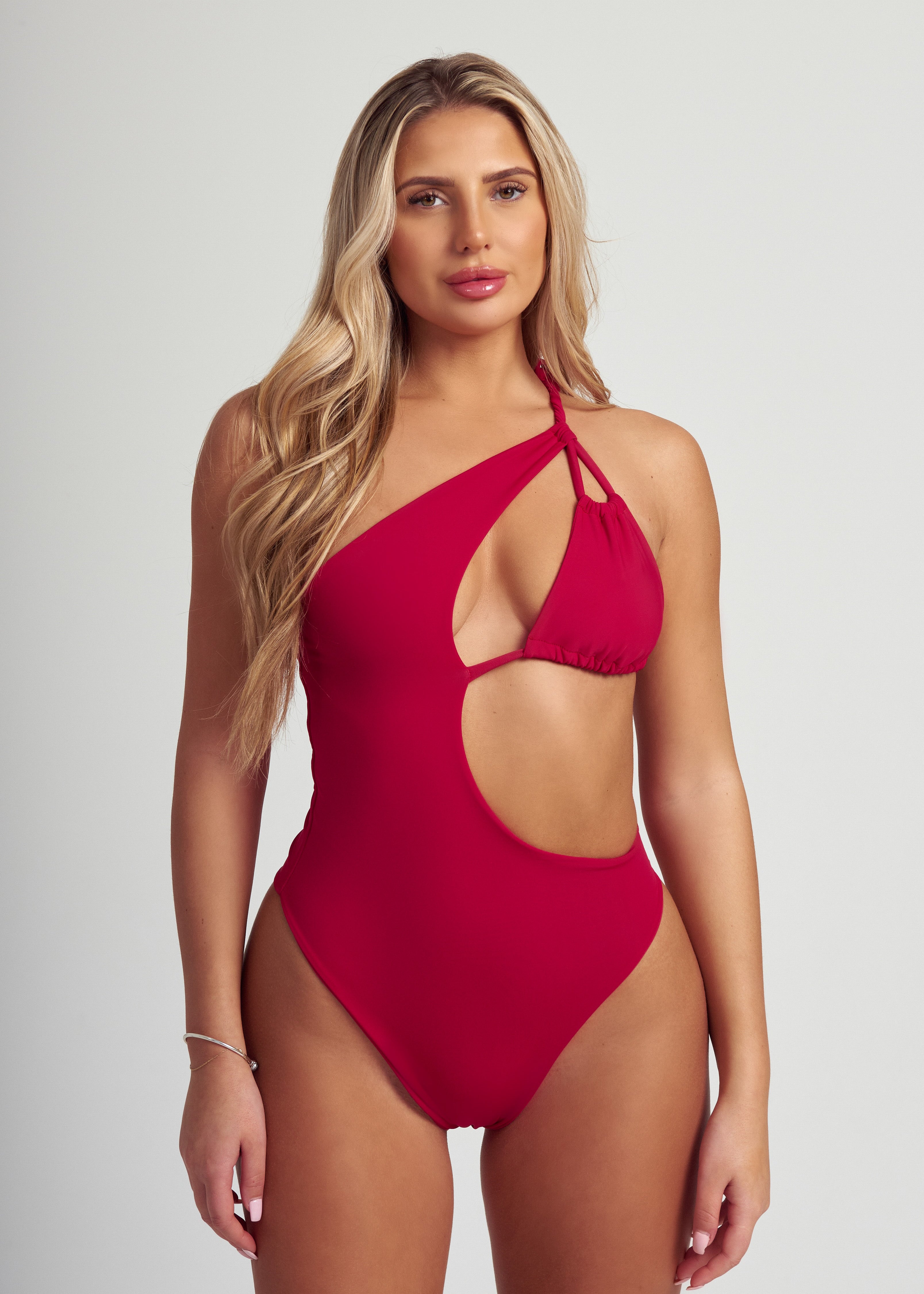 Cut Out Swimsuit in Deep Red