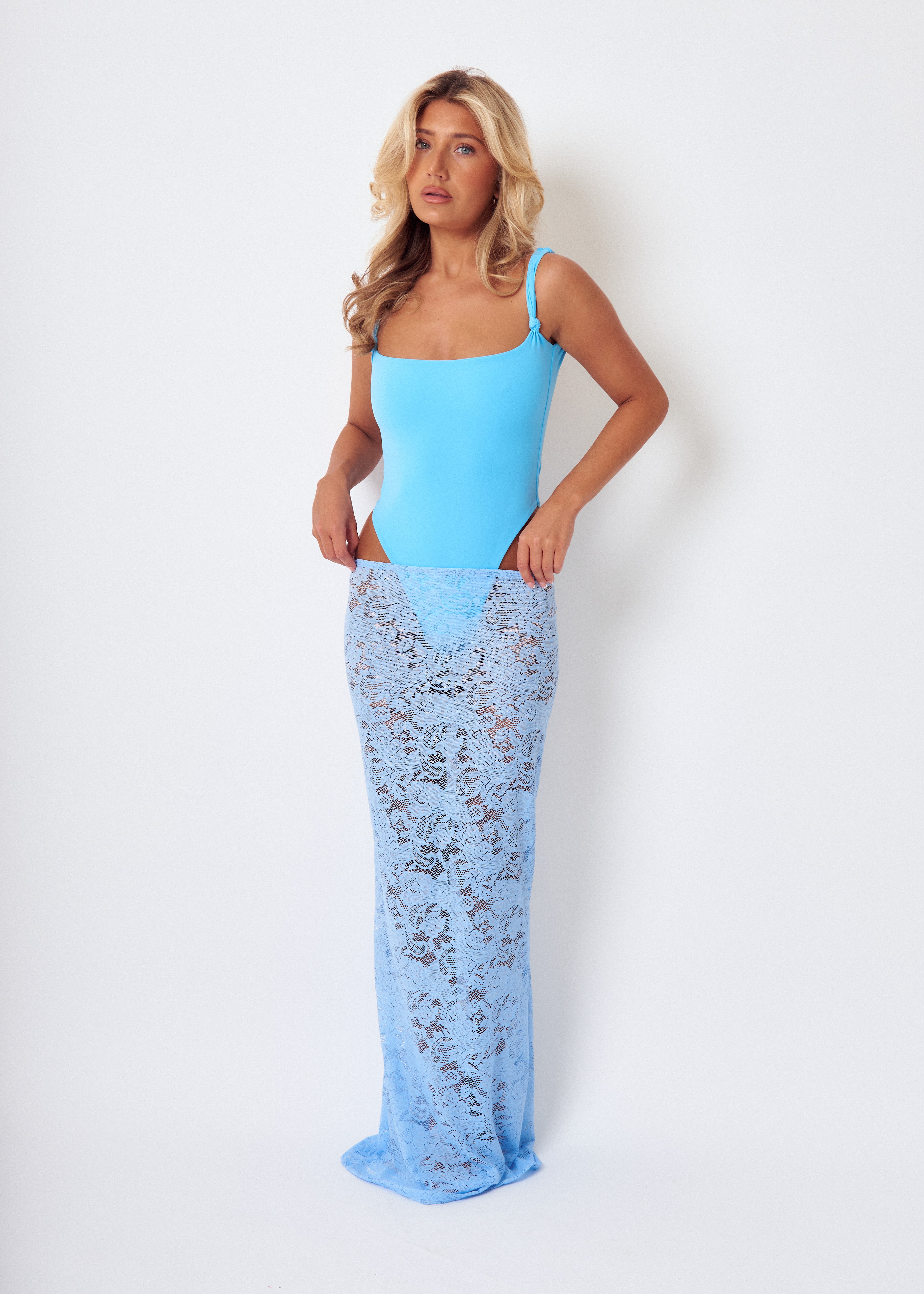 Lace Maxi Skirt in Blue