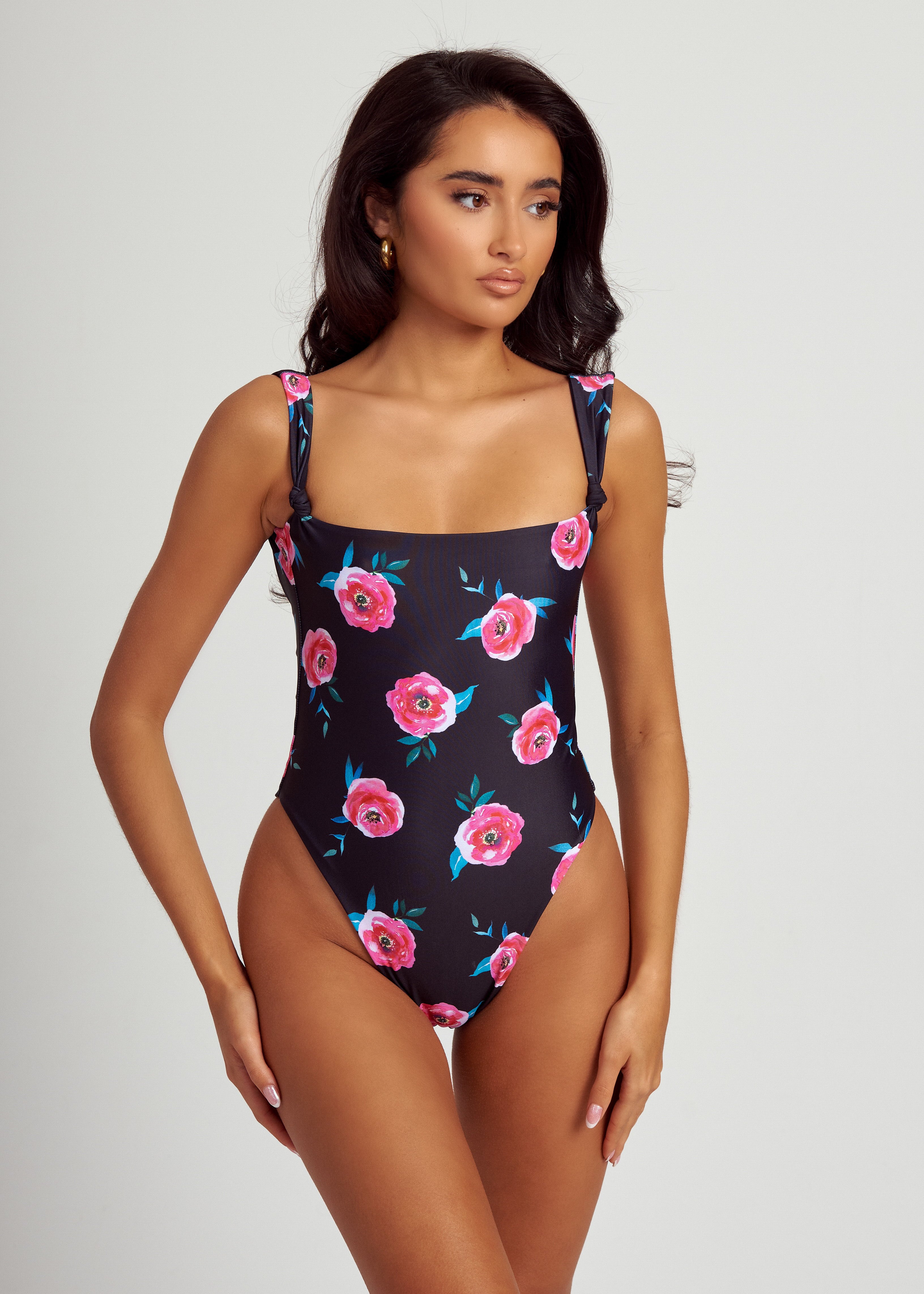 Knot Swimsuit in Pink Floral