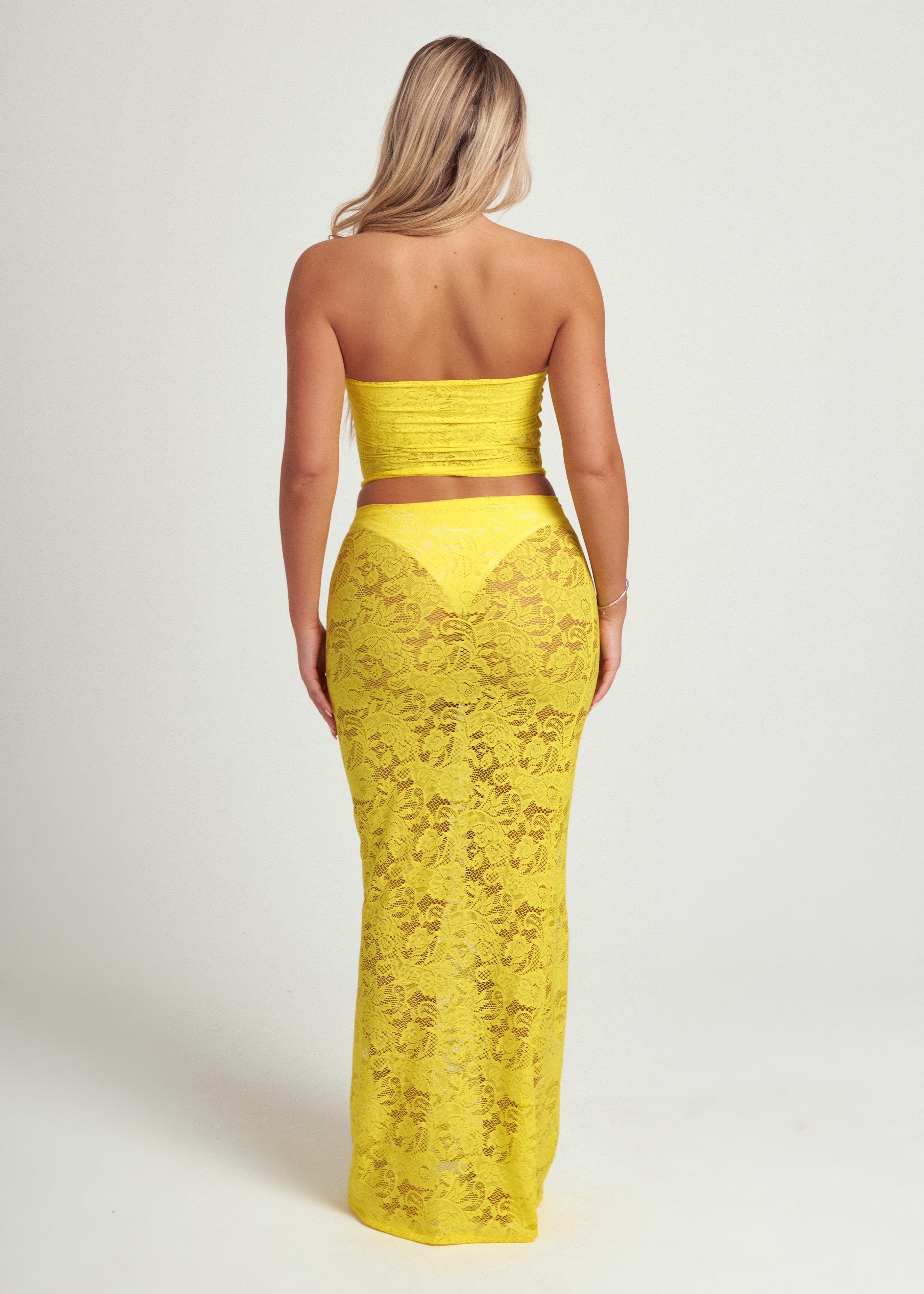 Lace Bandeau Top in Yellow