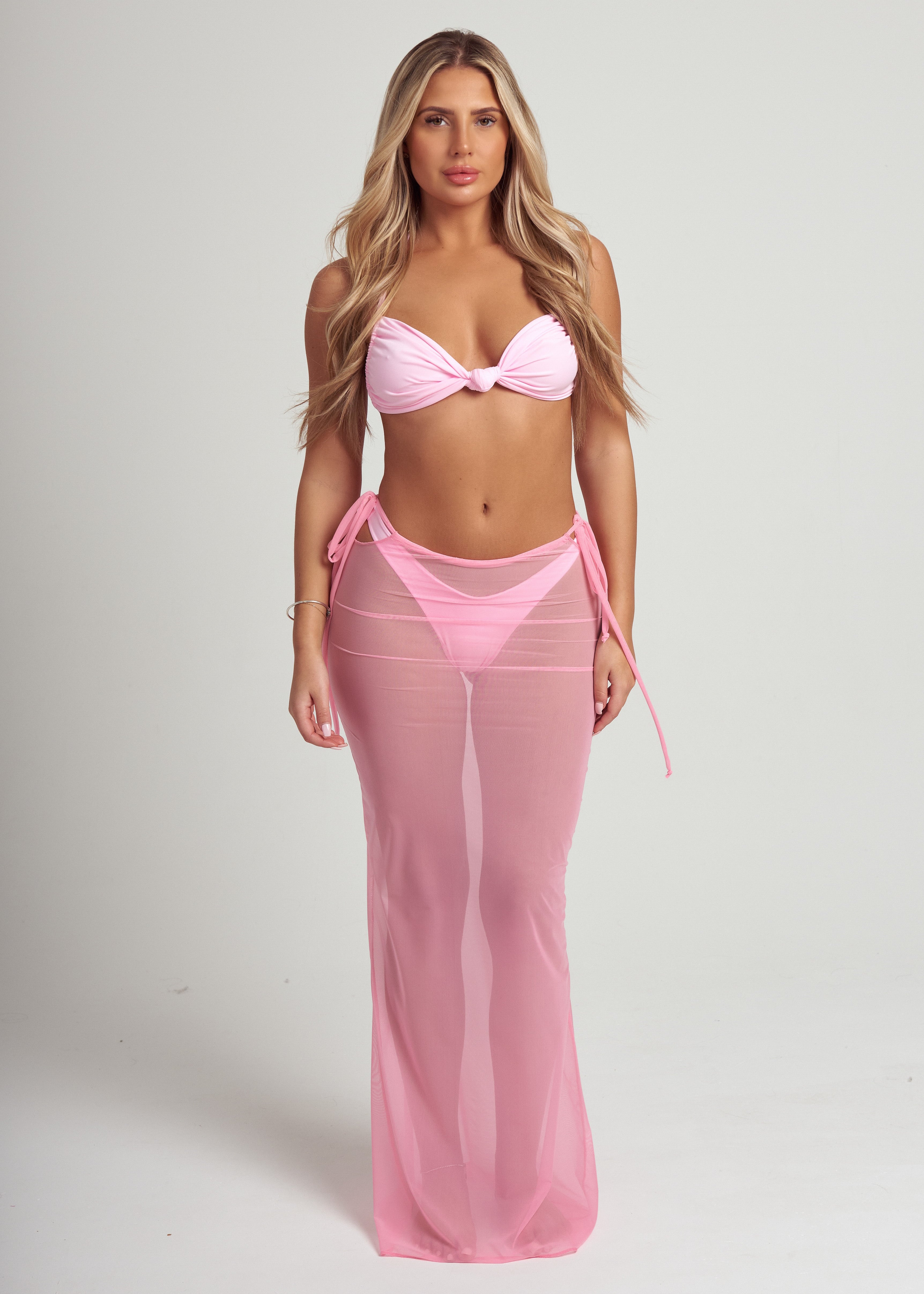 Mesh Maxi Skirt in Baby Pink