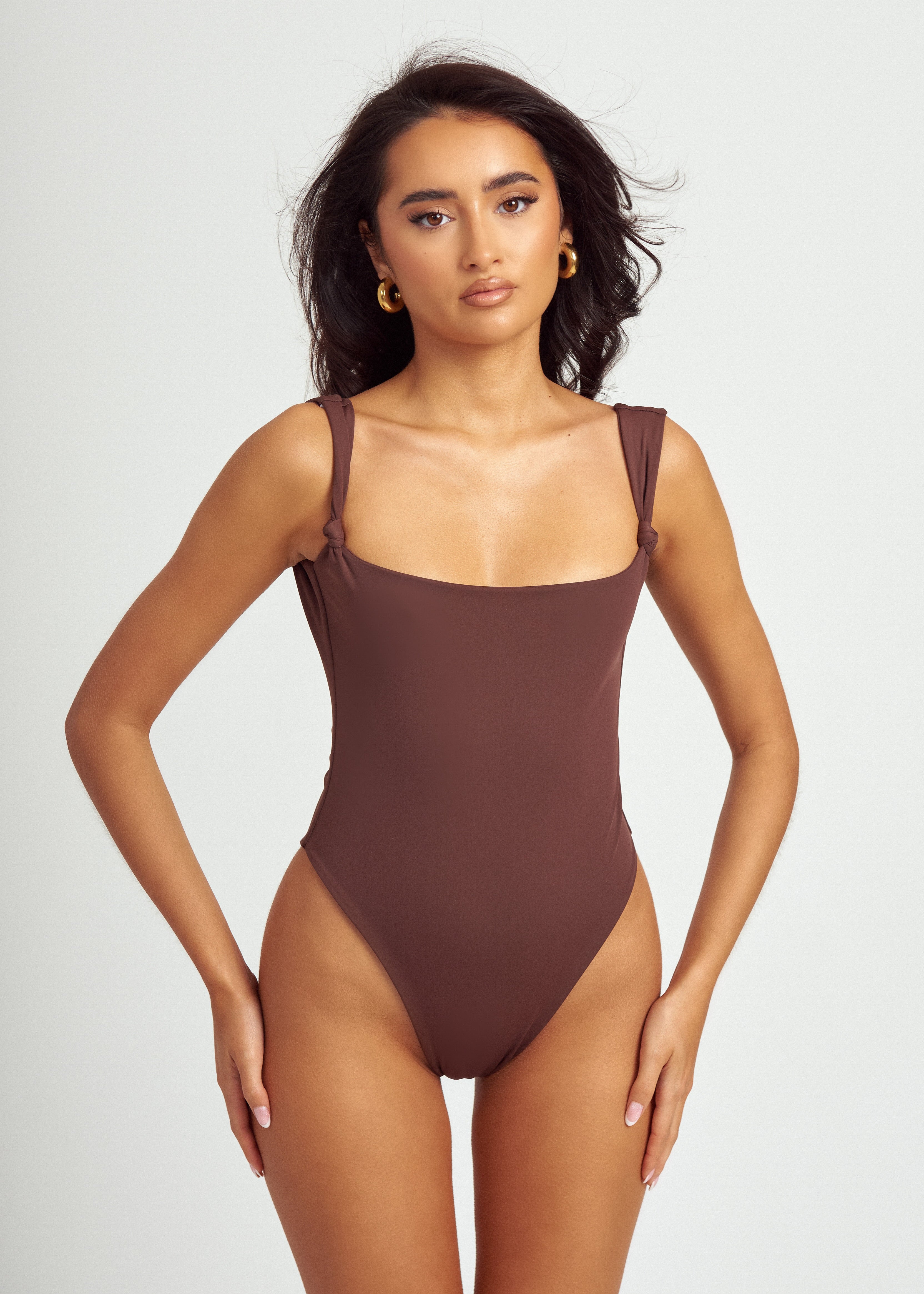 Knot Swimsuit in Brown