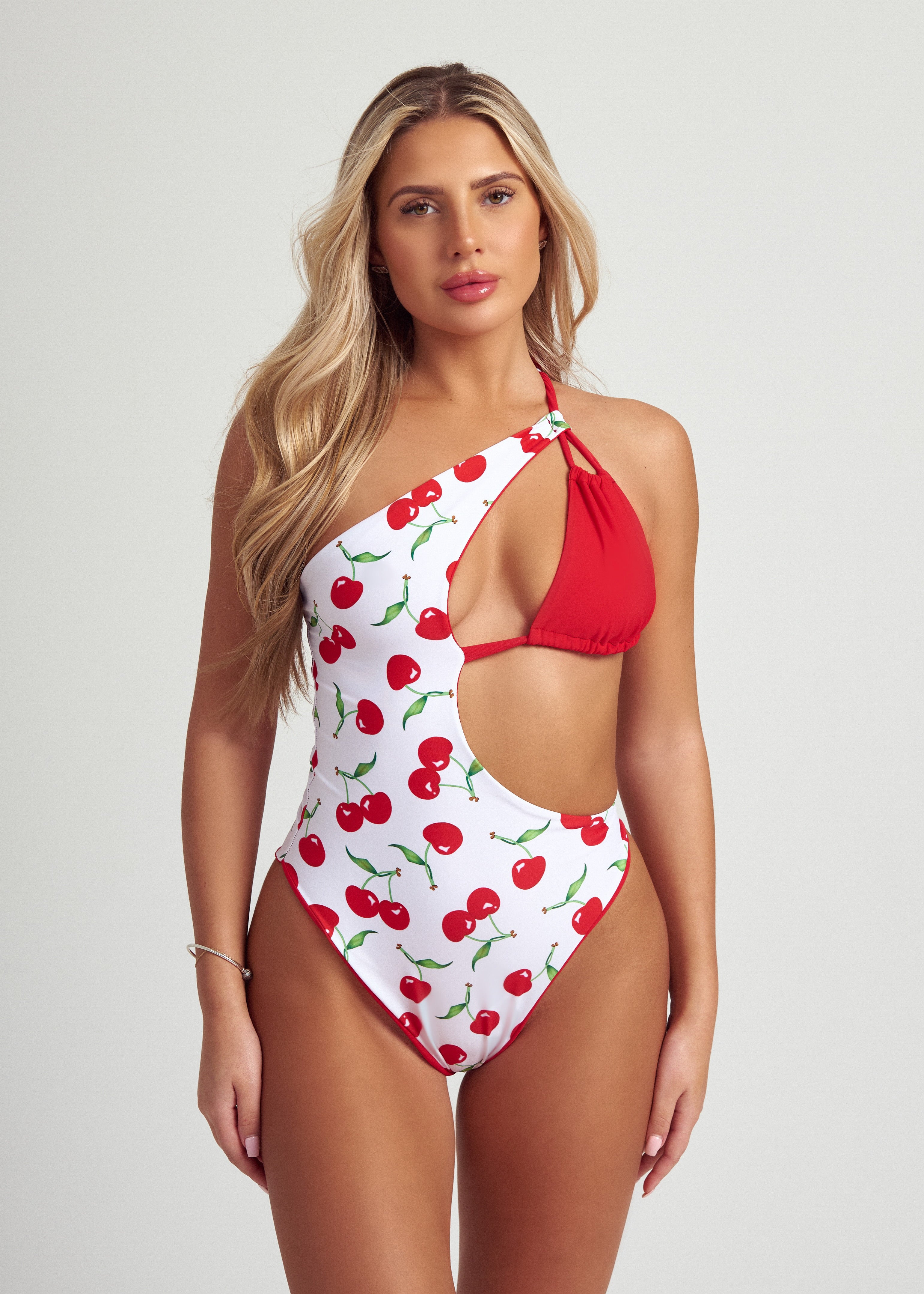 Cut Out Swimsuit In Cherry