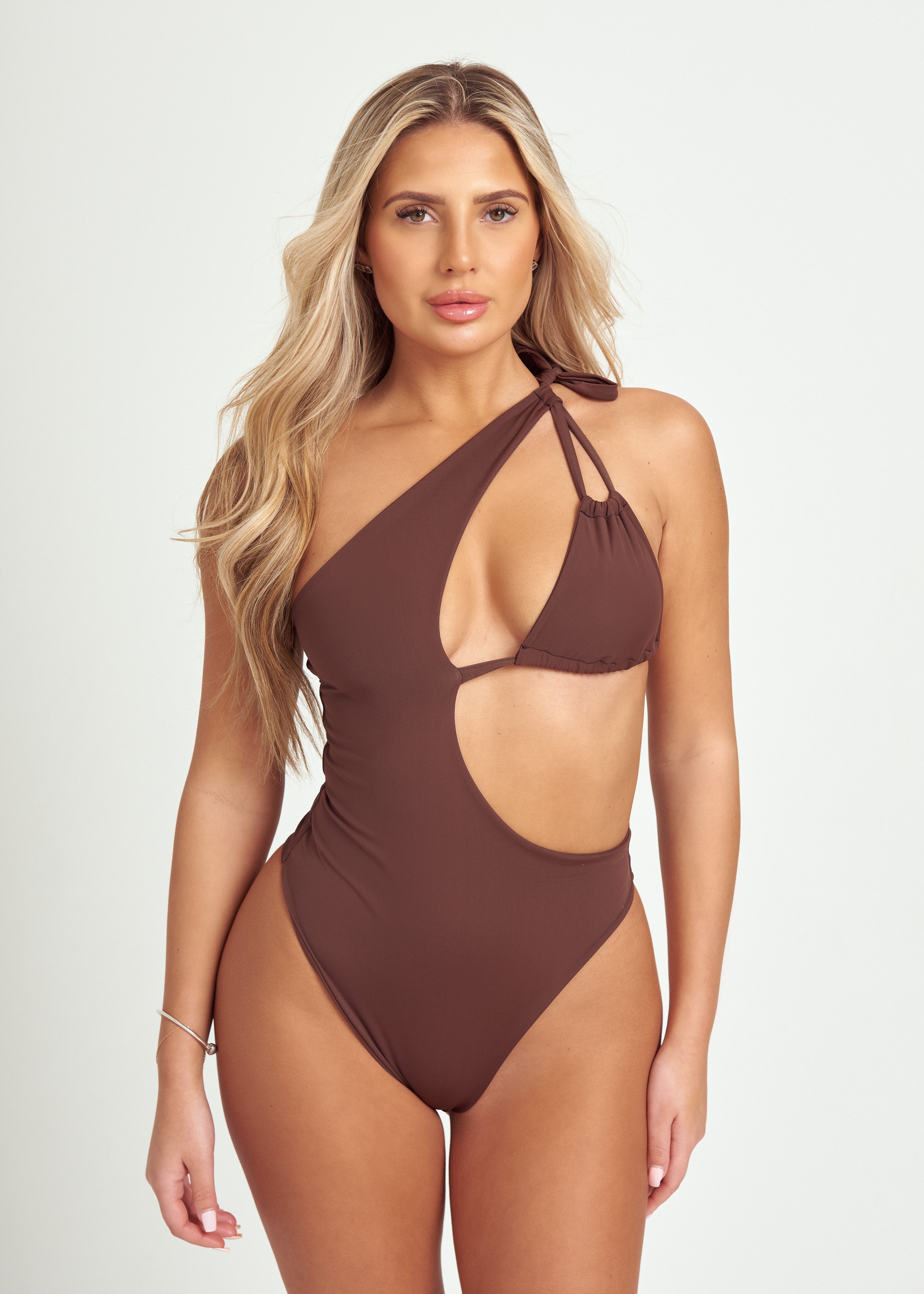 Cut Out Swimsuit in Brown