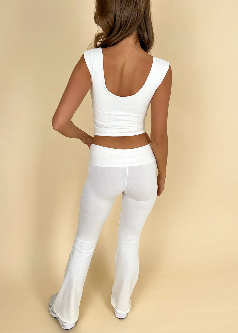 Cream Cotton Yoga Trousers