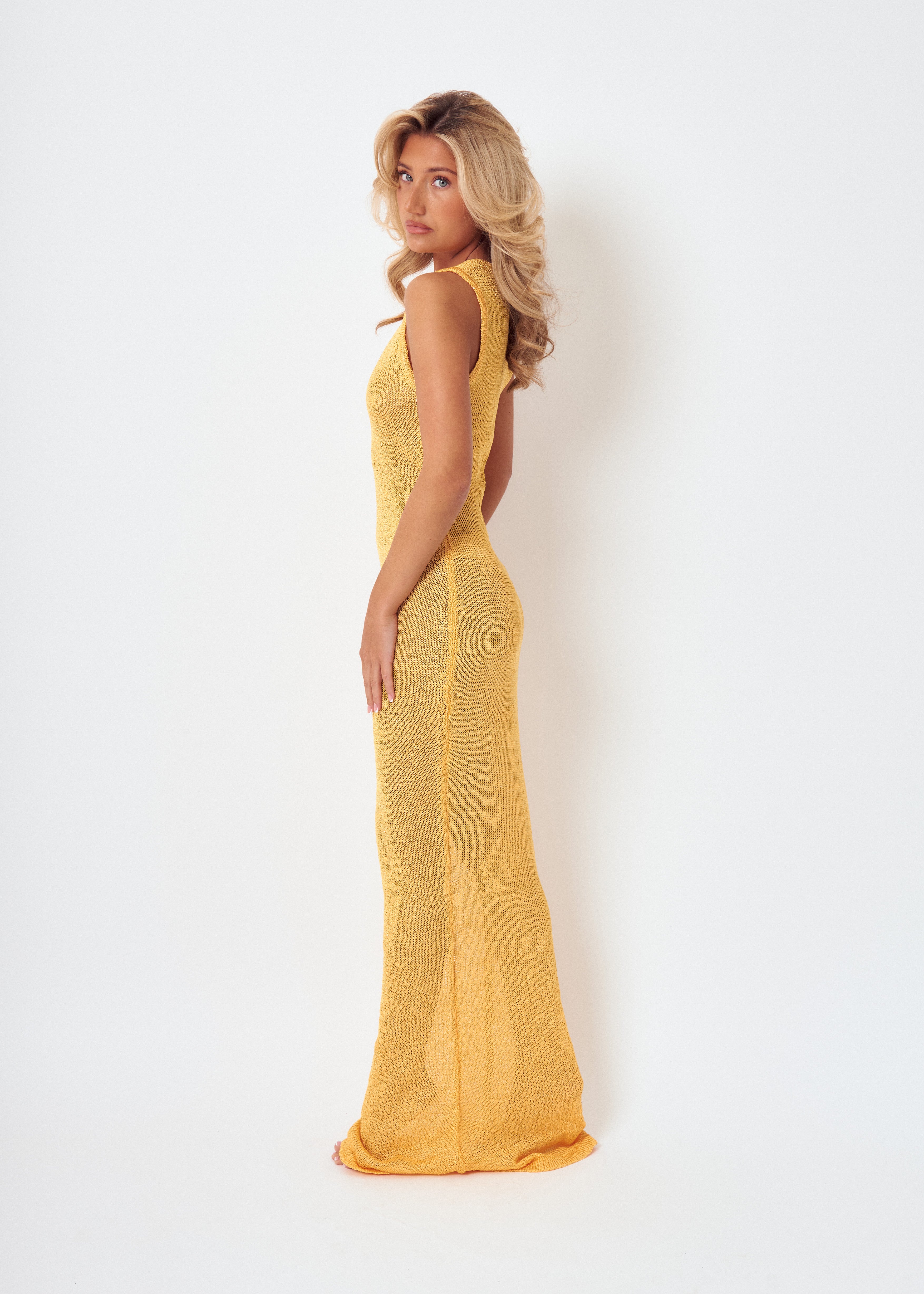 Sparkle Knit Maxi Dress in Mango