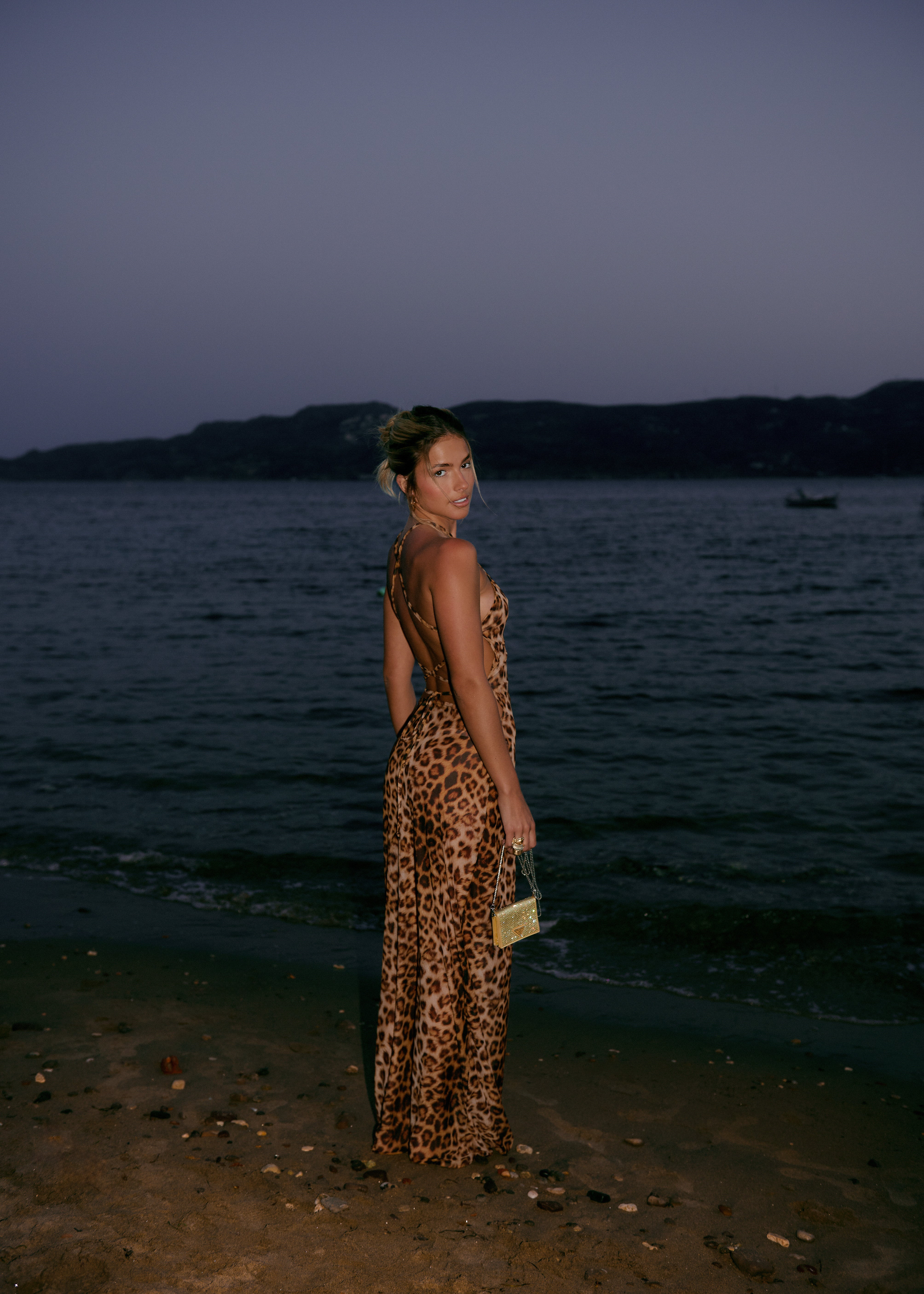 Ring Mesh Maxi Dress in Leopard