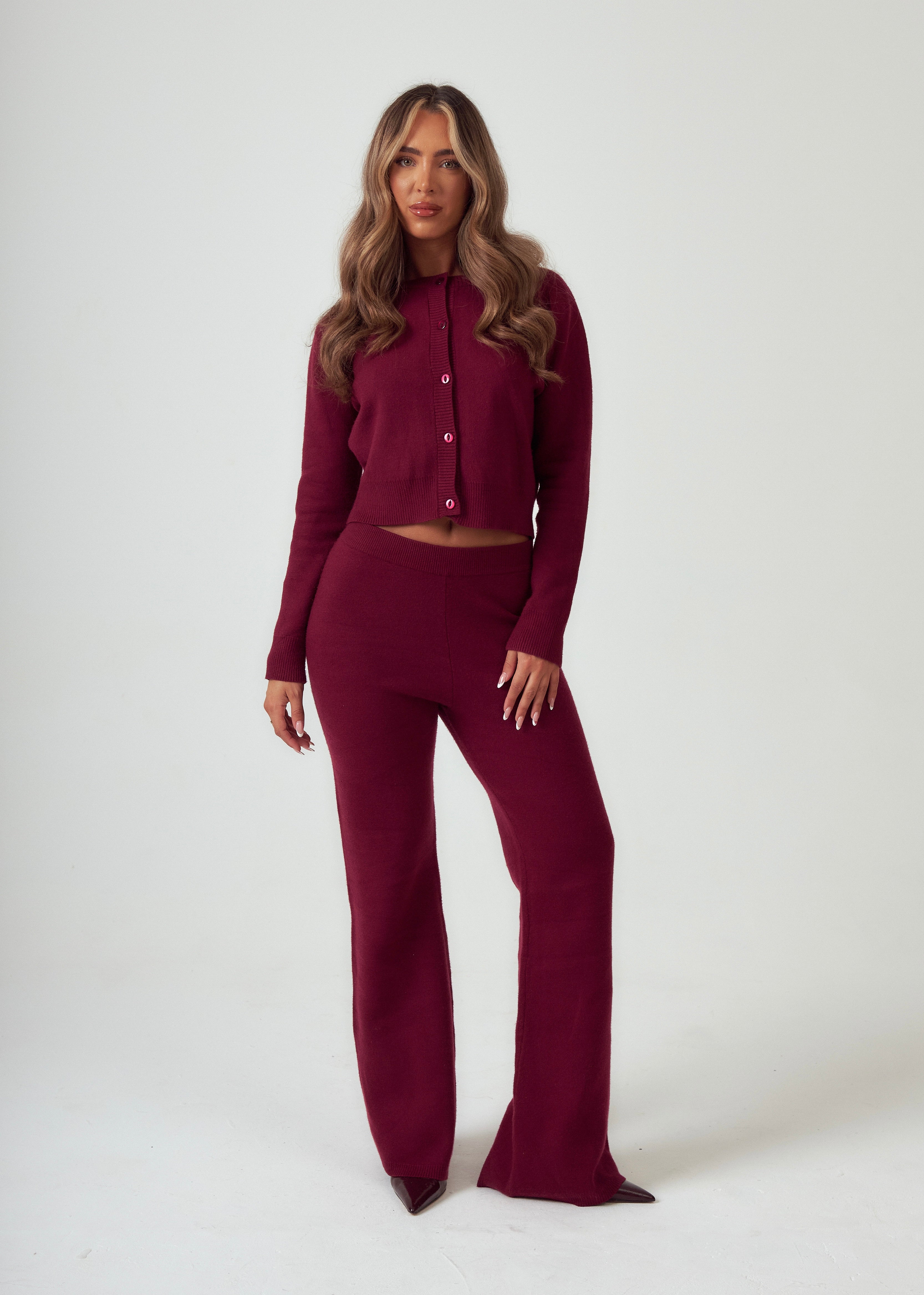 Knit Trousers in Burgundy