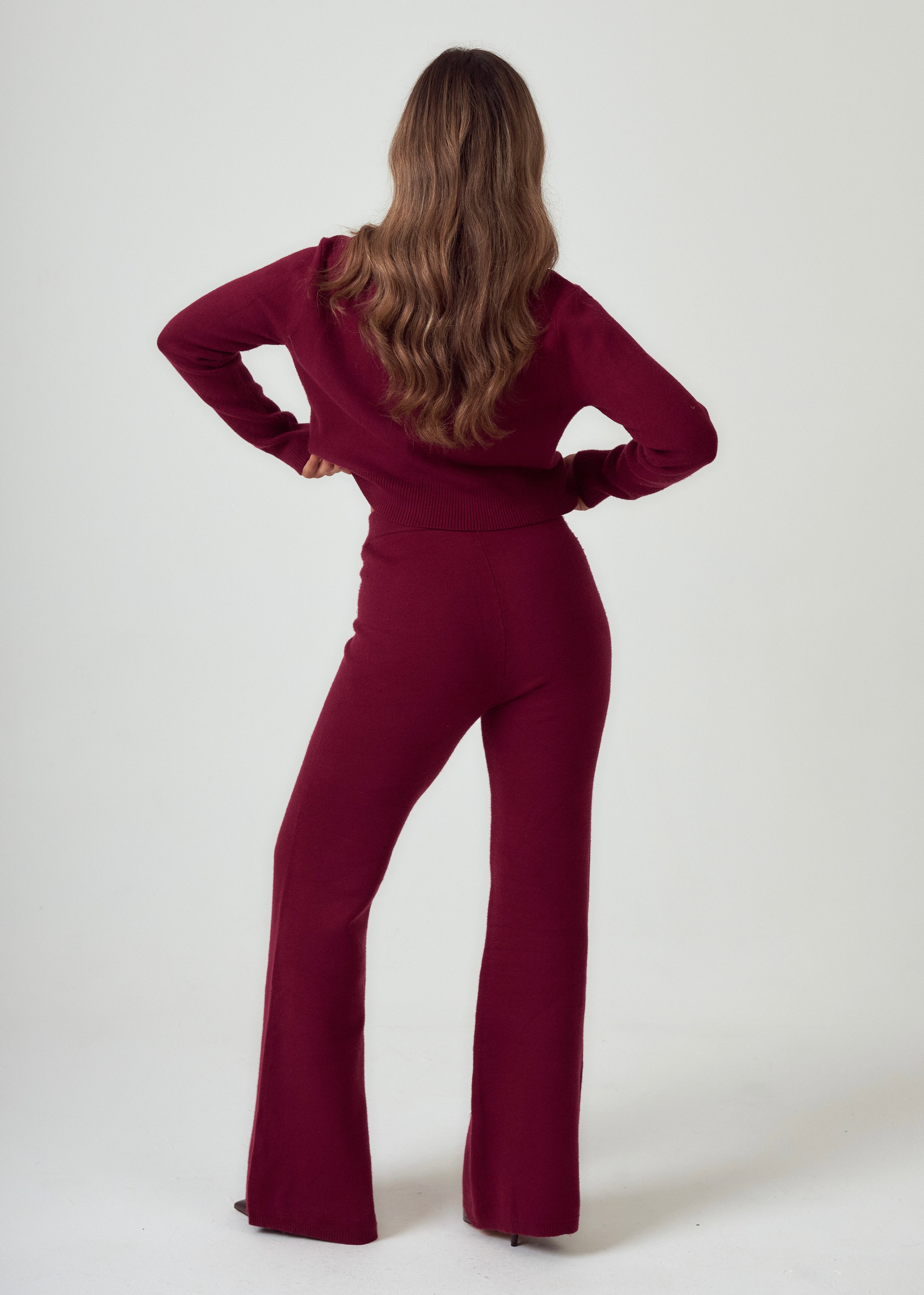 Knit Trousers in Burgundy