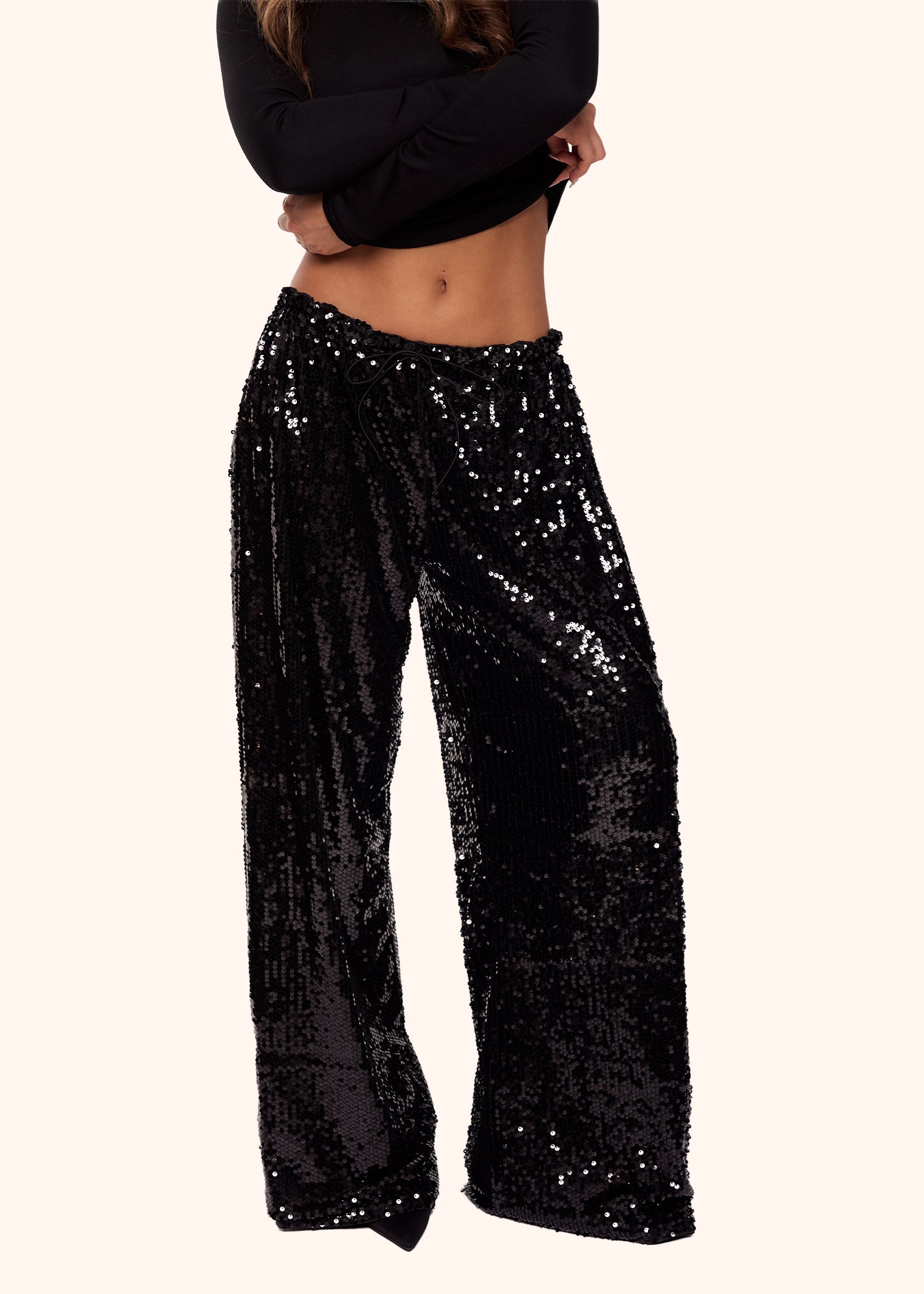 Sequin Trousers in Black