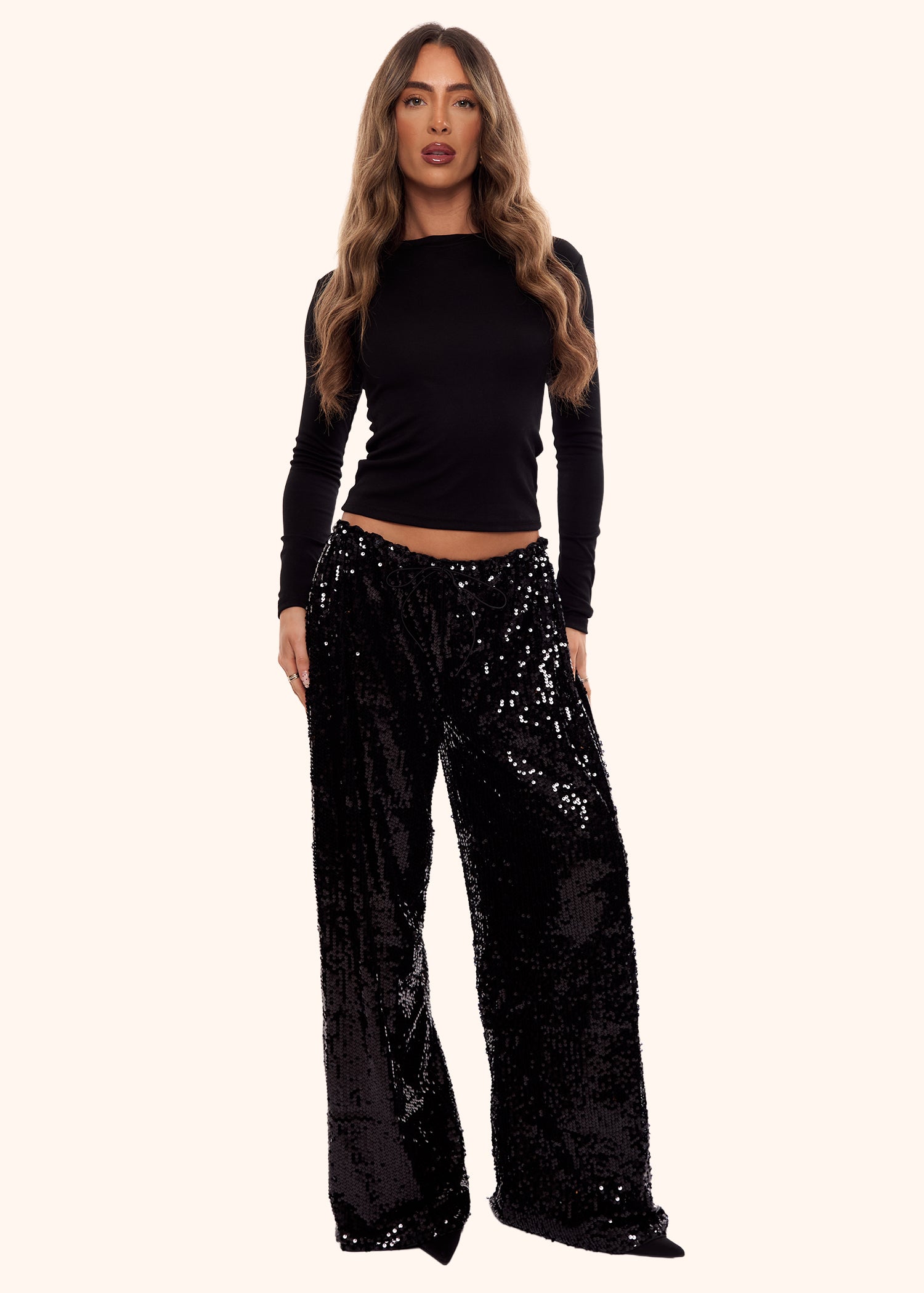 Sequin Trousers in Black