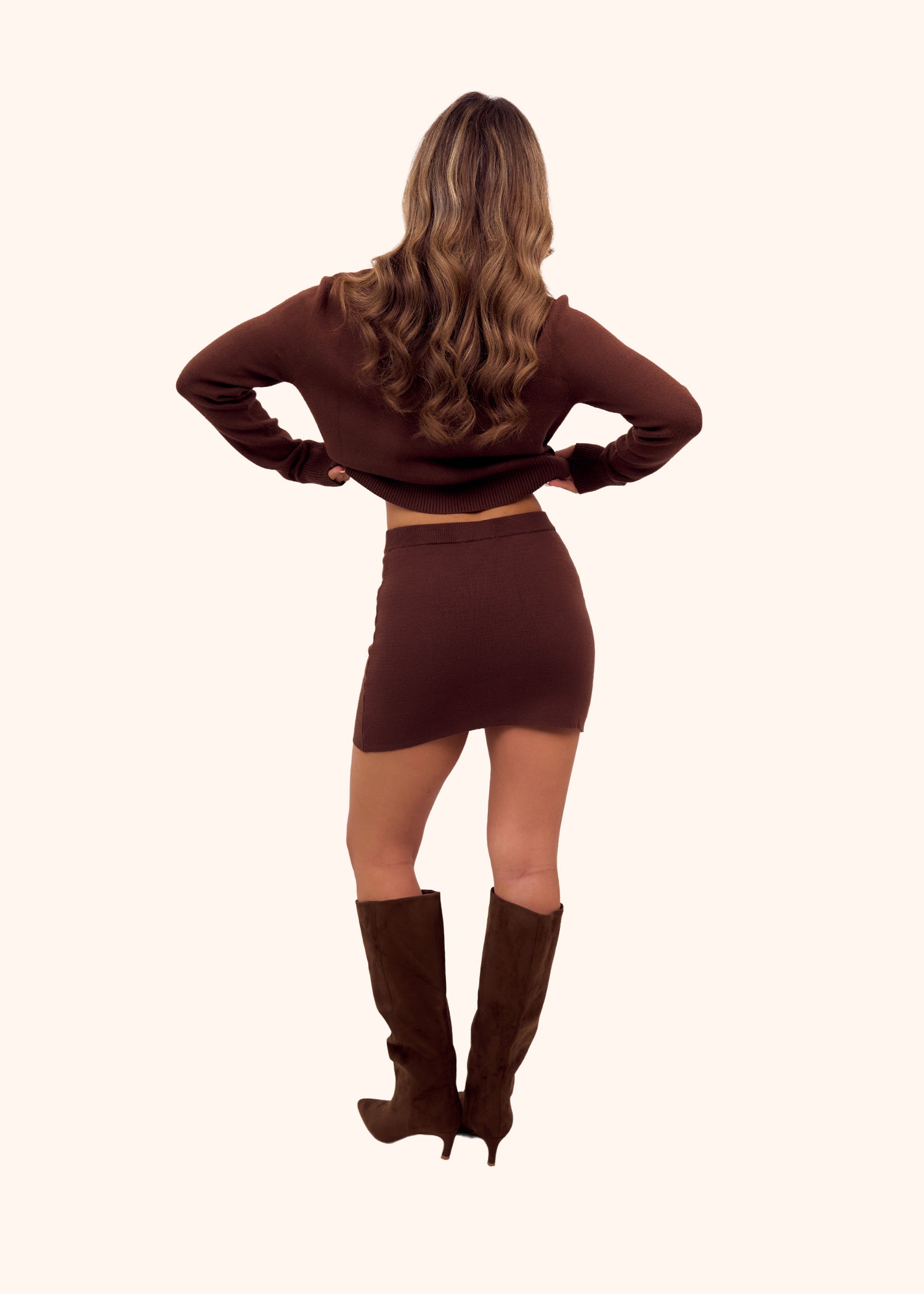 Knit Mini Skirt in Chocolate